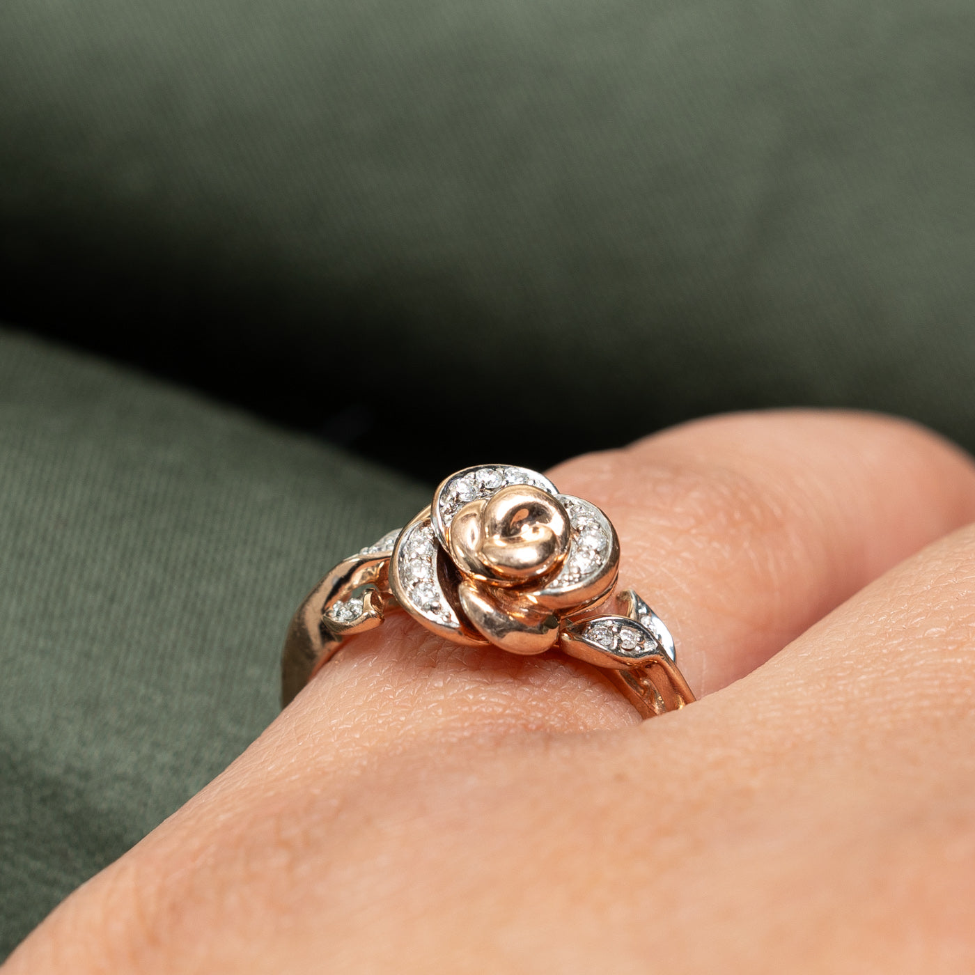 Disney 10K Rose Gold Rose Ring with 0.10ctw Diamond Accents | Size 5 | Elegant Jewelry for Women | Perfect Gift for Anniversary, Valentine's Day & Special Occasions