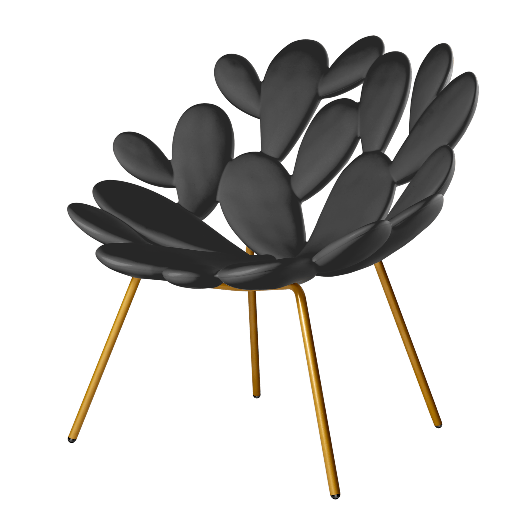 Qeeboo Filicudi Armchair with Brass Frame - Modern Luxury Lounge Chair for Living Room, Office & Hotel Decor