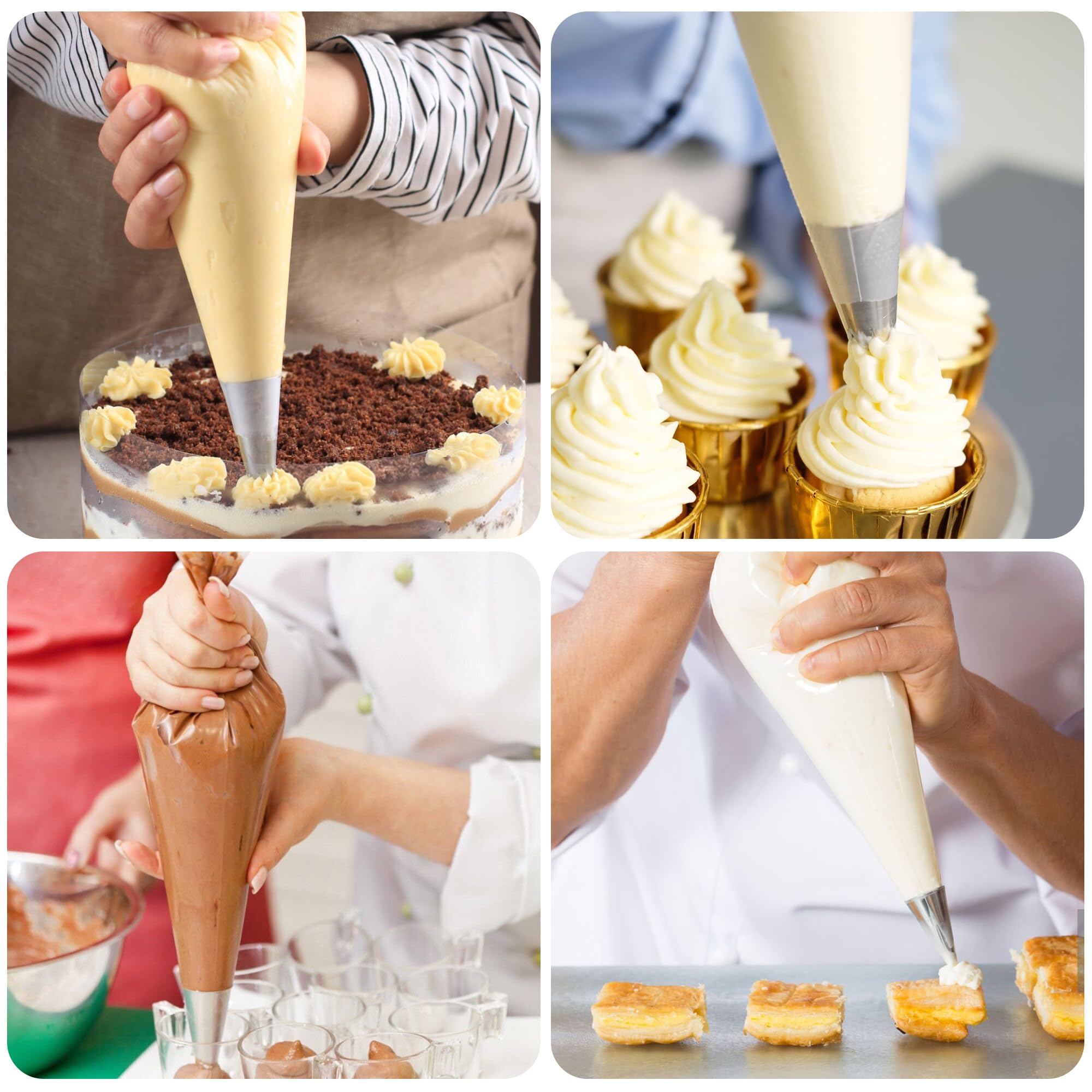LotFancy 18 Inch Disposable Piping Bags - Pack of 100 Extra Thick Anti-Burst Pastry Bags with 5 Clips - Professional Cake Decorating Supplies for Cupcakes, Cookies, Frosting & Dessert Decoration - Perfect for Home Baking, Party Treats & Bakery Business