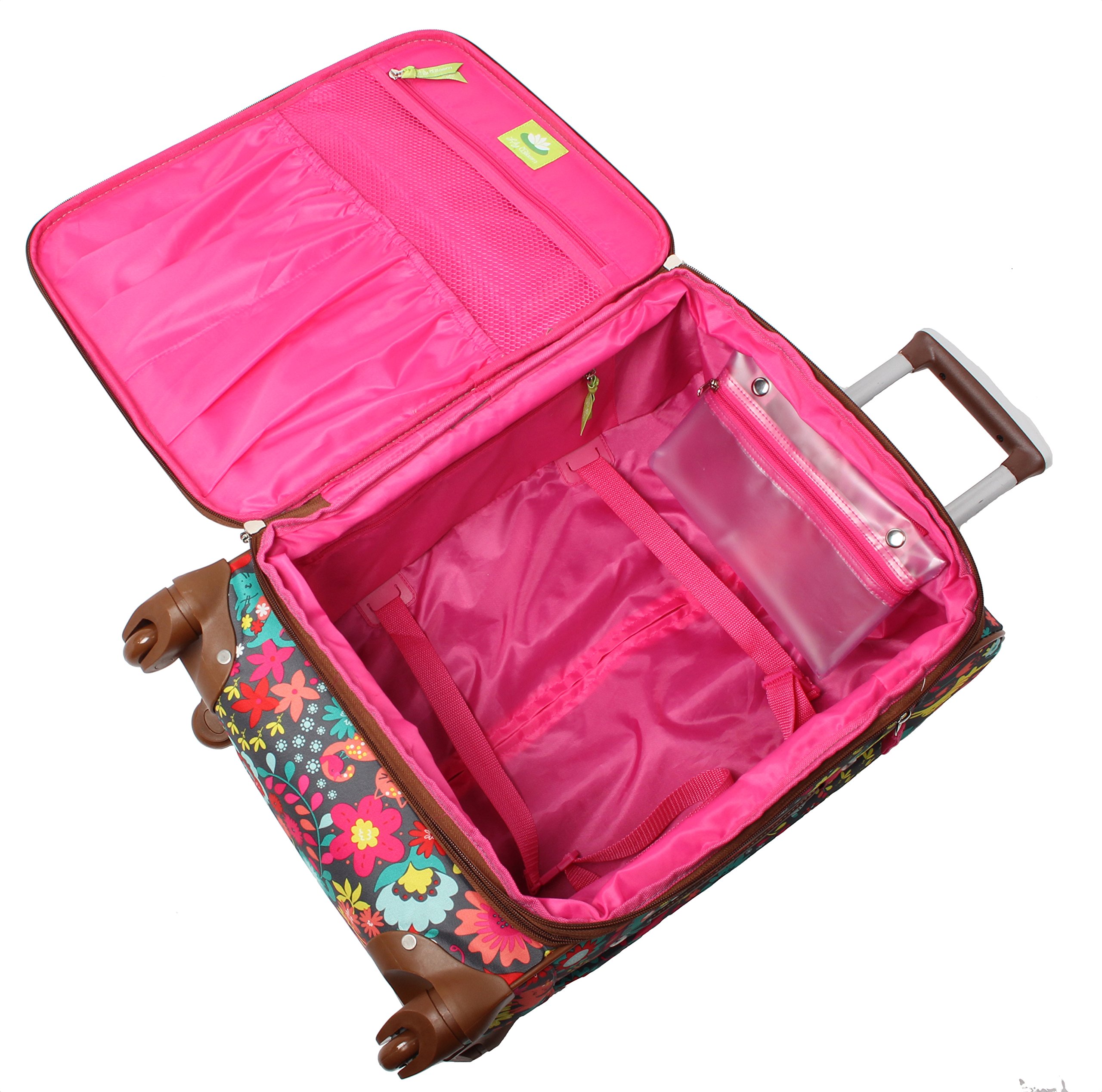 Lily Bloom 4-Piece Luggage Set with Spinner Wheels for Women - Playful Garden Design | Lightweight Suitcases for Travel, Vacation & Business Trips