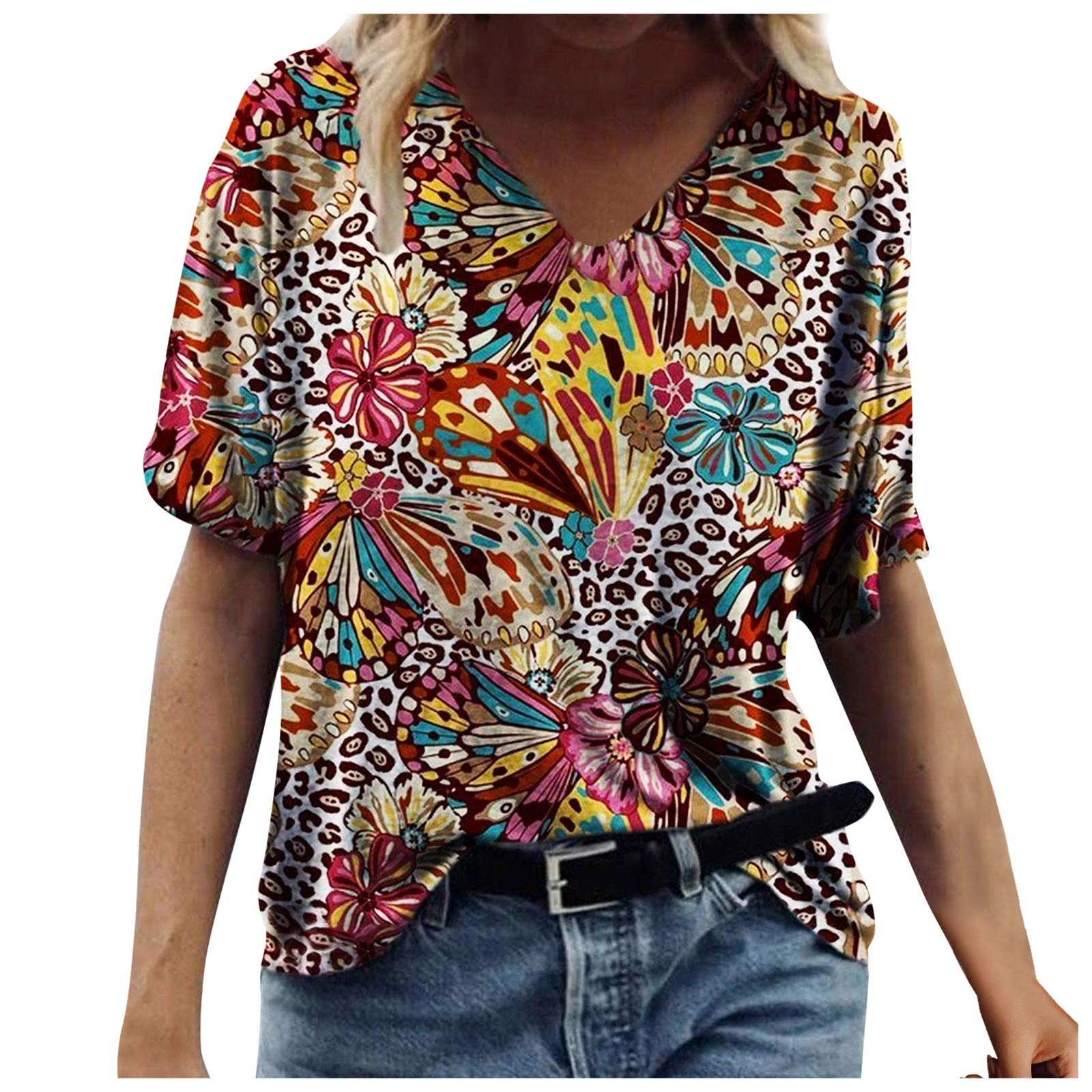 Women's Peplum Blouses - Business Casual Short Sleeve V-Neck Shirts for Summer | Smocked Tops for Office, Date Night & Casual Outfits