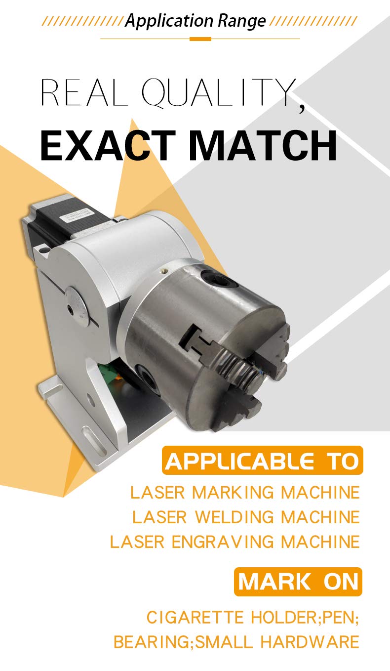 160mm (6.30in) Rotary Chuck Three-Jaw with Rotating Head - Compatible with Fiber Laser Marking, Engraving Machines & Angle Grinders - Perfect for Metal Engraving, Wood Carving & Industrial Applications