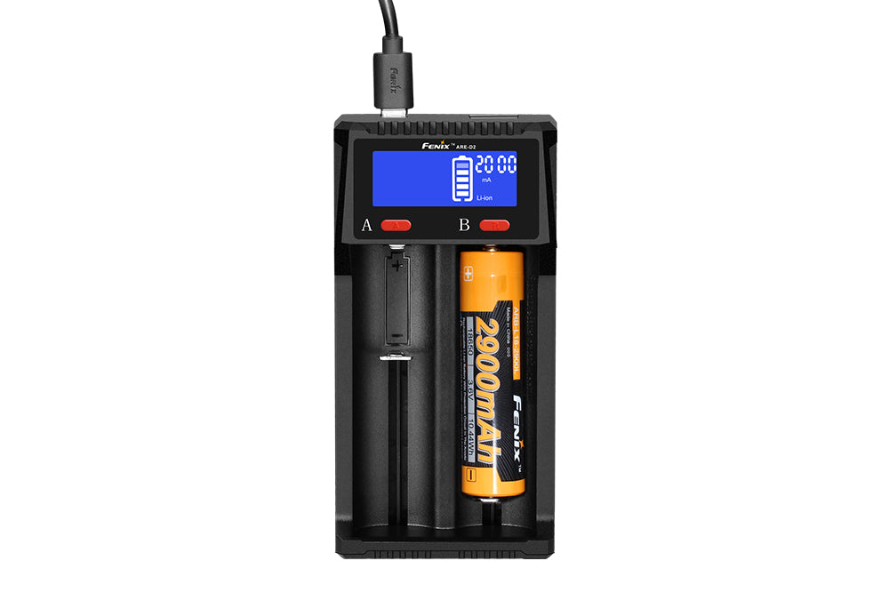 Fenix ARE D2 Dual Channel Smart Battery Charger - Fast & Safe Charging for AA AAA NiMH Li-ion Batteries - Perfect for Flashlights, Cameras, and Electronics