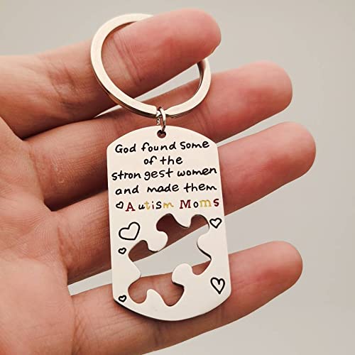 Autism Awareness Keychain for Mom - Puzzle Piece Charm Jewelry Gift for Mothers, Birthday, Christmas | Special Needs Support & Daily Encouragement