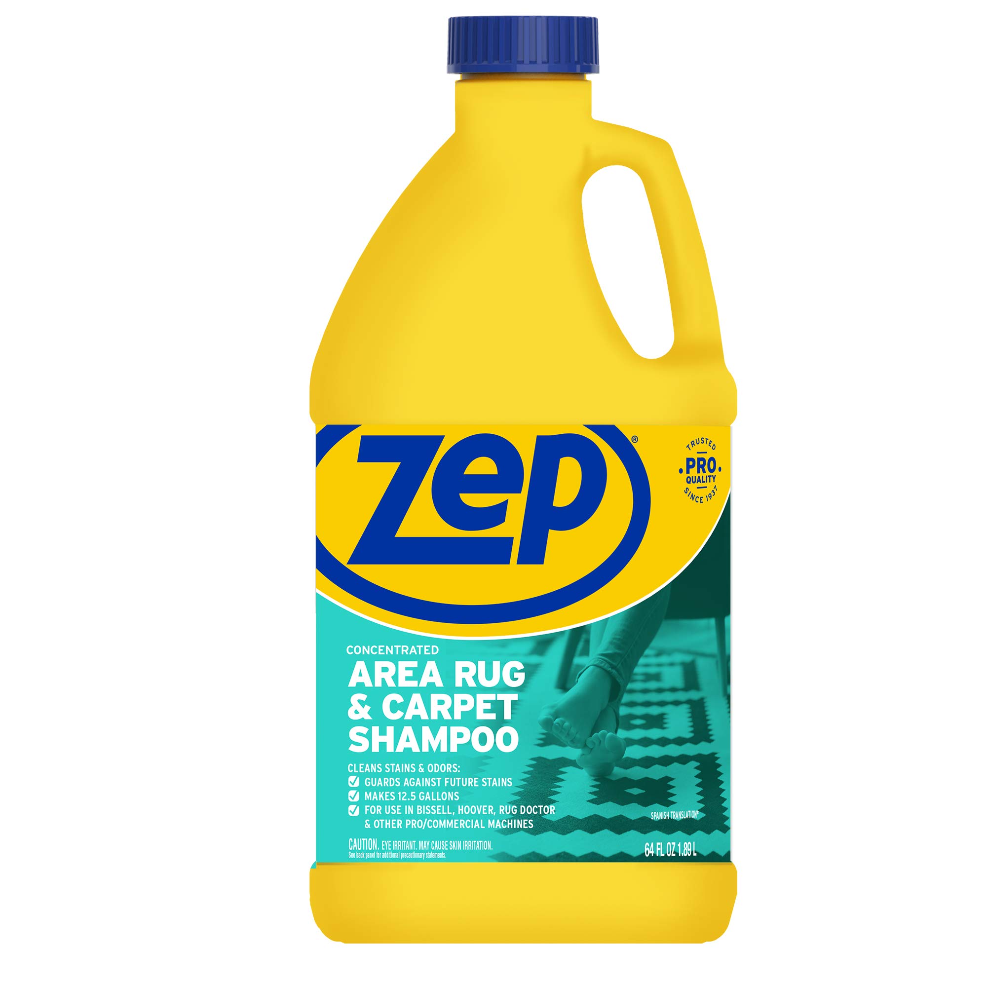 Zep Concentrated Area Rug Shampoo - 64 oz (Half Gallon) Deep Cleaning Formula for Carpets & Rugs - Perfect for Pet Stains, High Traffic Areas & Home Refresh