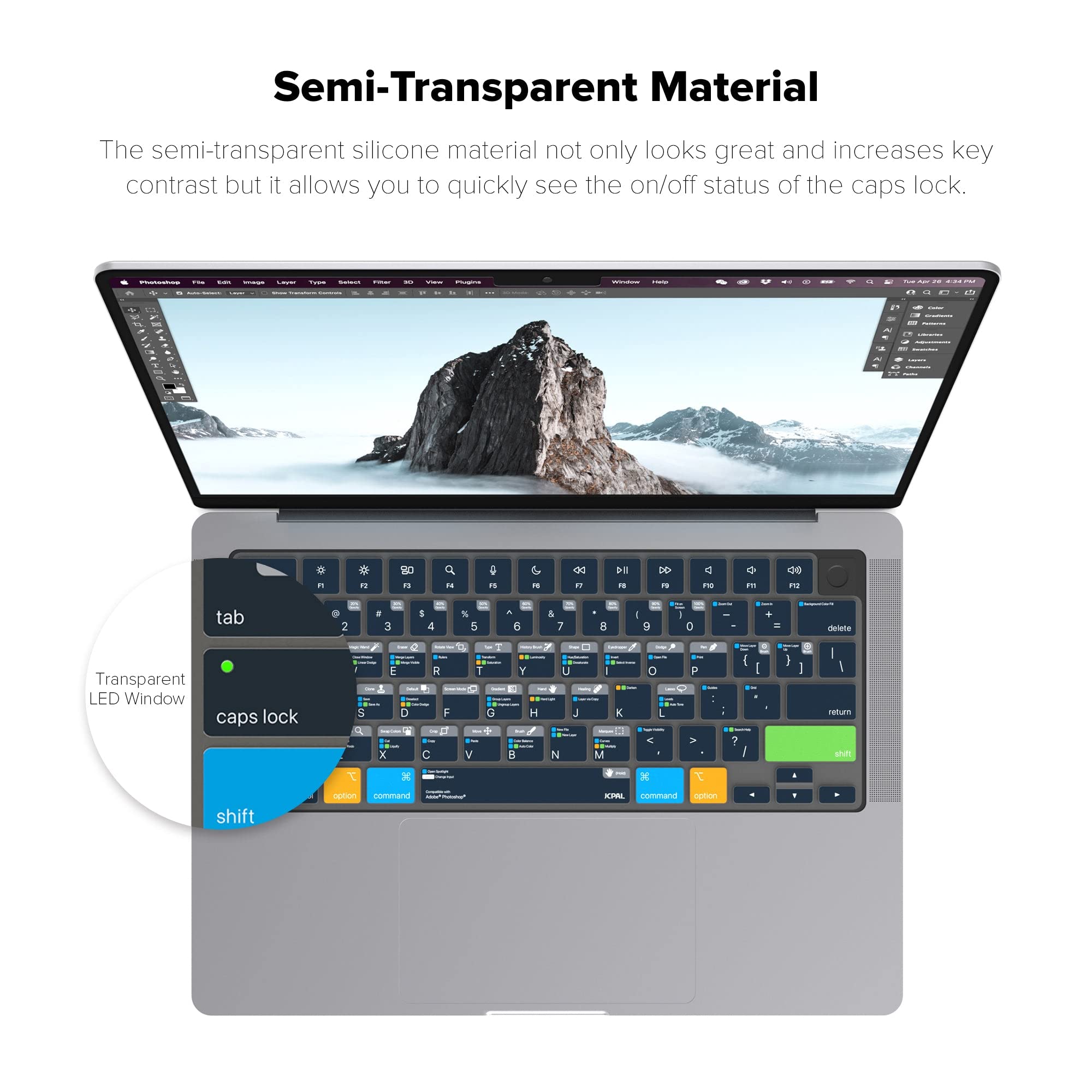 JCPal Adobe Photoshop Shortcut Keyboard Cover for MacBook Pro 14