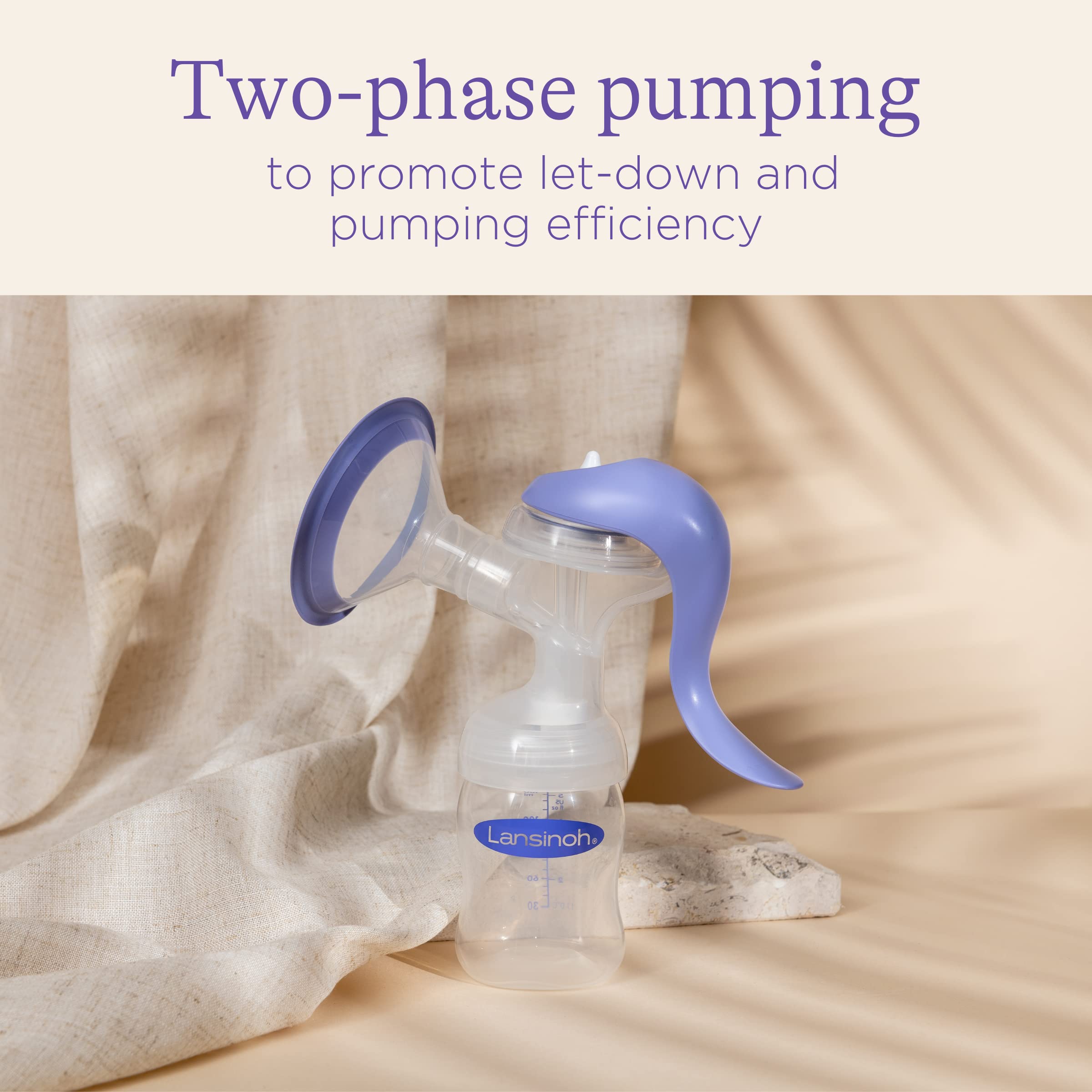 Lansinoh Manual Breast Pump - Comfortable Hand Pump for Breastfeeding Moms | Portable & Silent for Home, Office & Travel Use