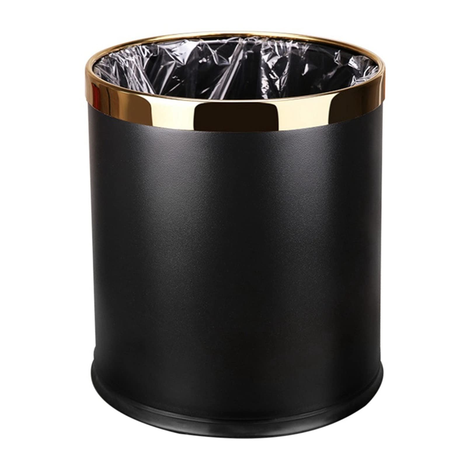 Premium Metal Round Trash Can - 1983 Luxury Garbage Bin for Home & Office, Kitchen Waste Basket Without Lid, Durable Waste Bin in Black/Brown/Green (Color: Black) - Ideal for Kitchen, Bathroom, Office & Living Room Spaces