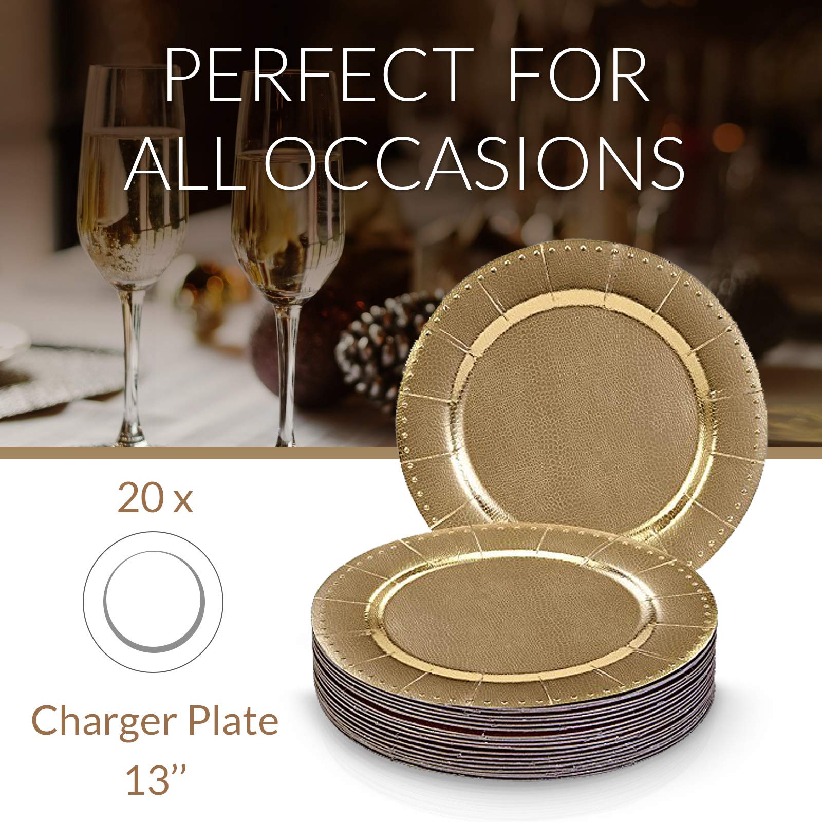 Elegant Disposable Charger Plates for Weddings & Parties - 10-Pack Heavy Duty 13