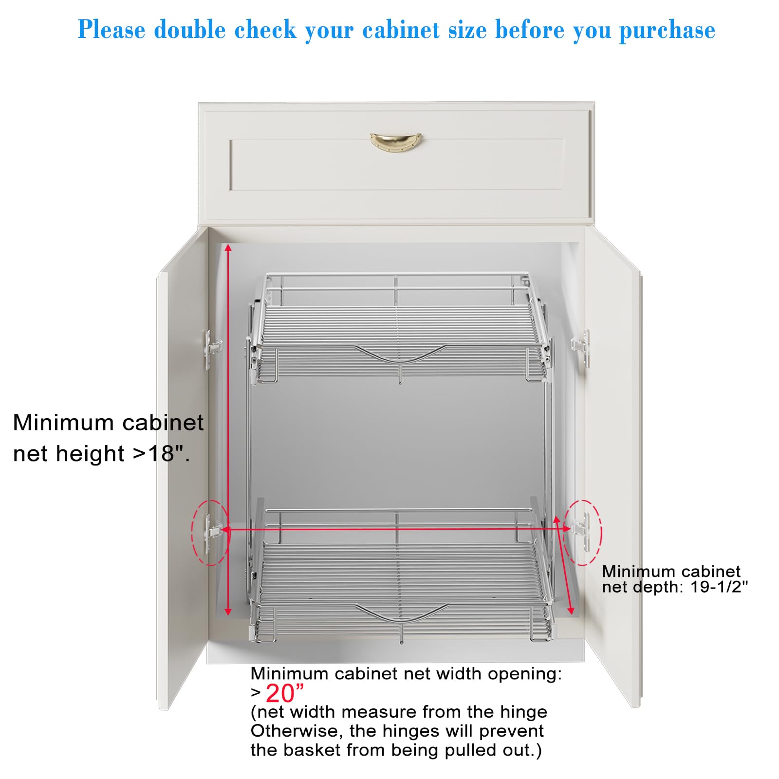 DINDON 2-Tier Pull Out Cabinet Organizer - 20