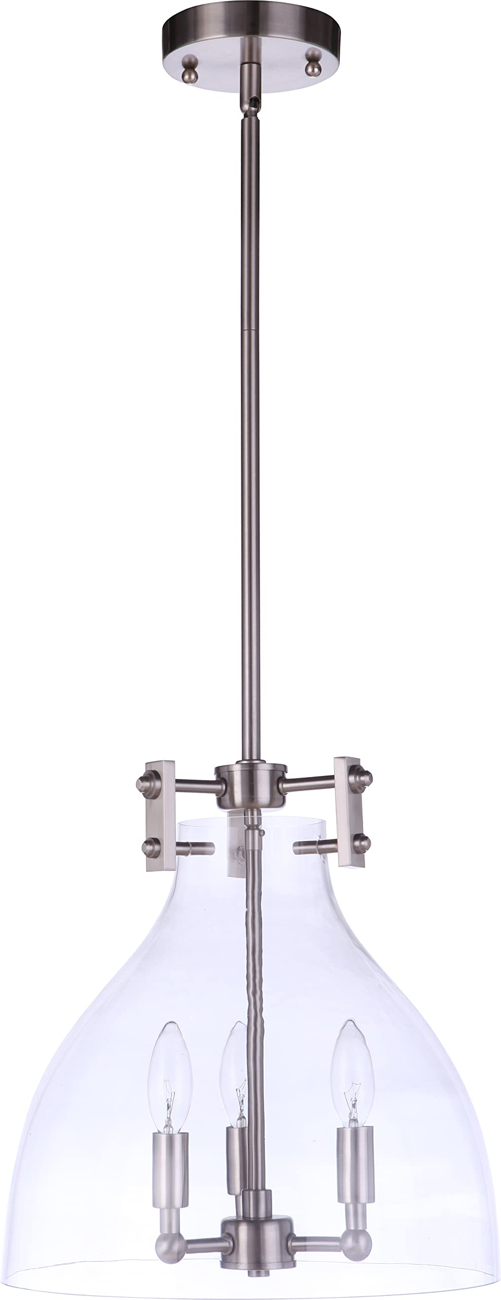 Craftmade 55893-BNK Chardonnay Clear Glass Wine Bottle Pendant Light Fixture - 3-Light 180W Brushed Nickel - 14