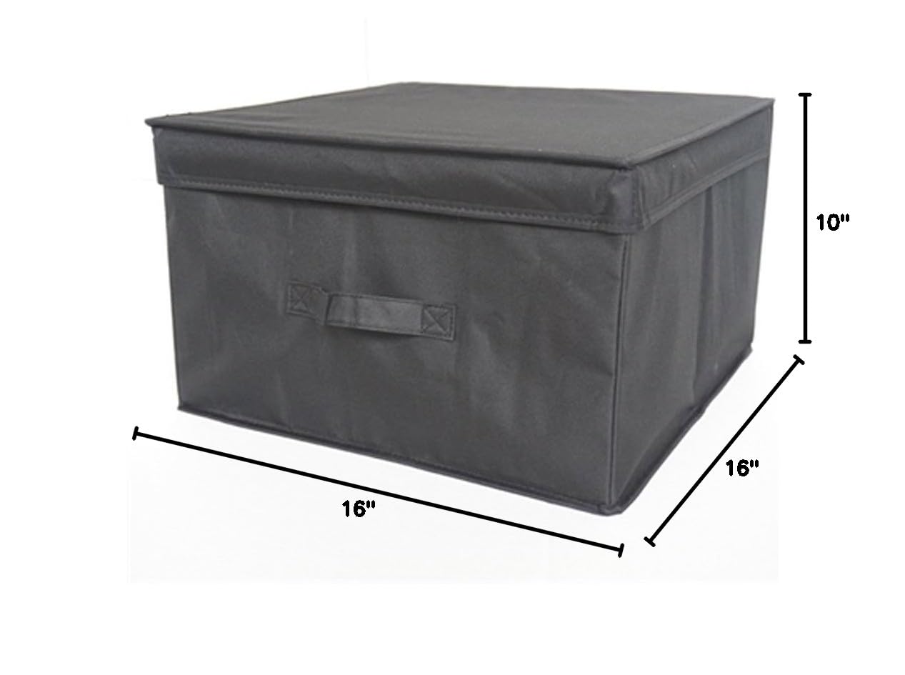 Large Plastic Storage Box with Lid - TUSK Heavy Duty Storage Container for Home, Office & Garage Organization - Black