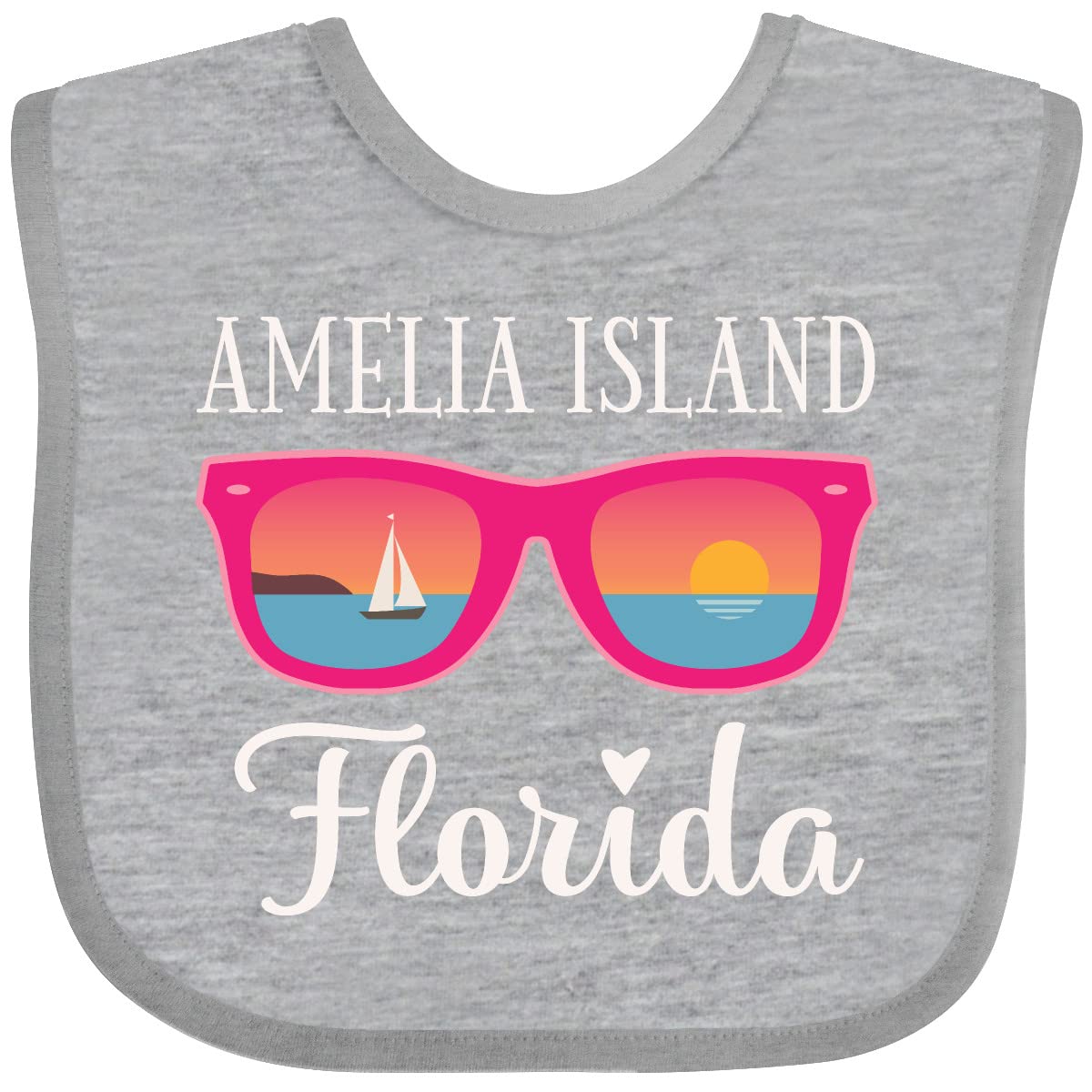 Inktastic Amelia Island Florida Vacation Baby Bib - Soft Cotton Drool Bib for Infants, Perfect for Beach Trips, Travel & Everyday Use