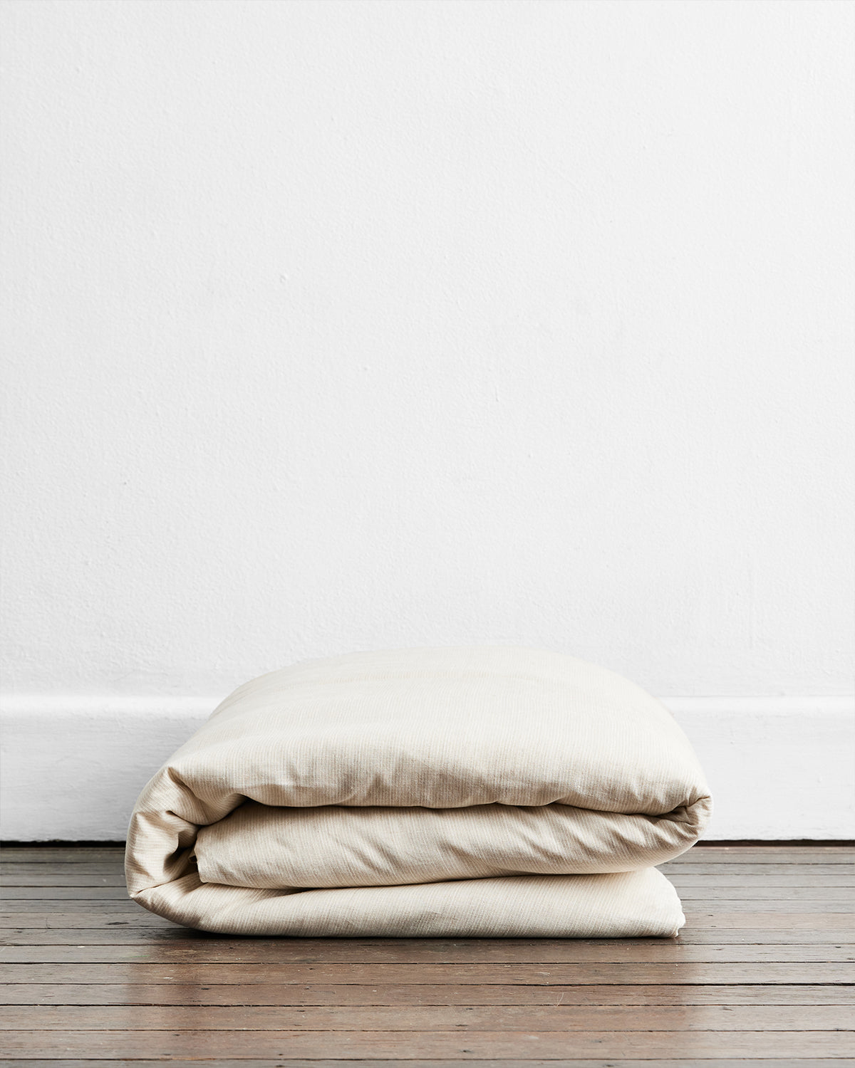 Premium 100% French Flax Linen Duvet Cover - Oatmeal & White Stripe - Soft & Breathable Bedding Set for All Seasons - Perfect for Master Bedroom, Guest Room & Vacation Homes