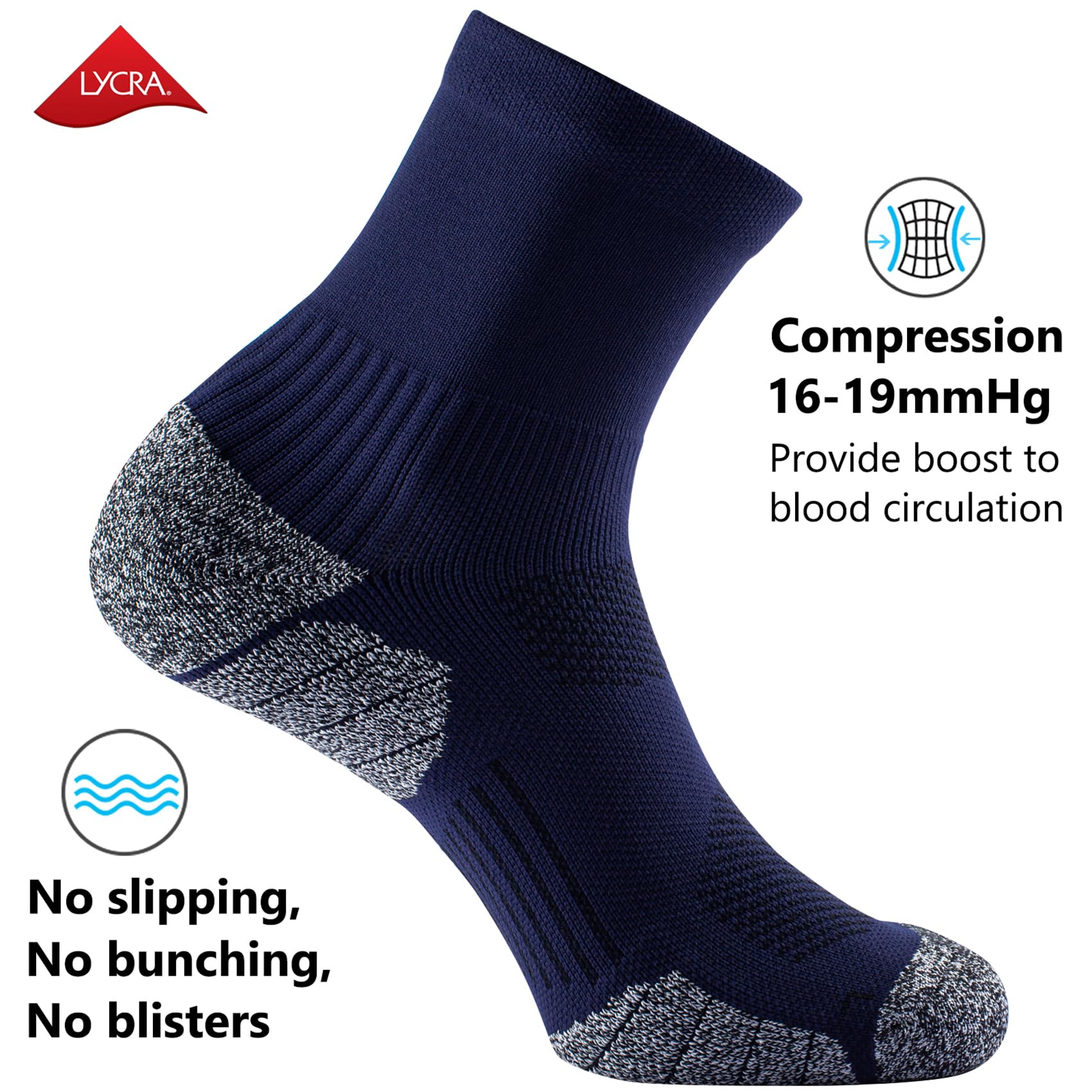 CWVLC Compression Athletic Quarter Socks for Men & Women - Cushioned Support for Running, Basketball & Workout - Breathable Performance Socks for Sports & Daily Activities
