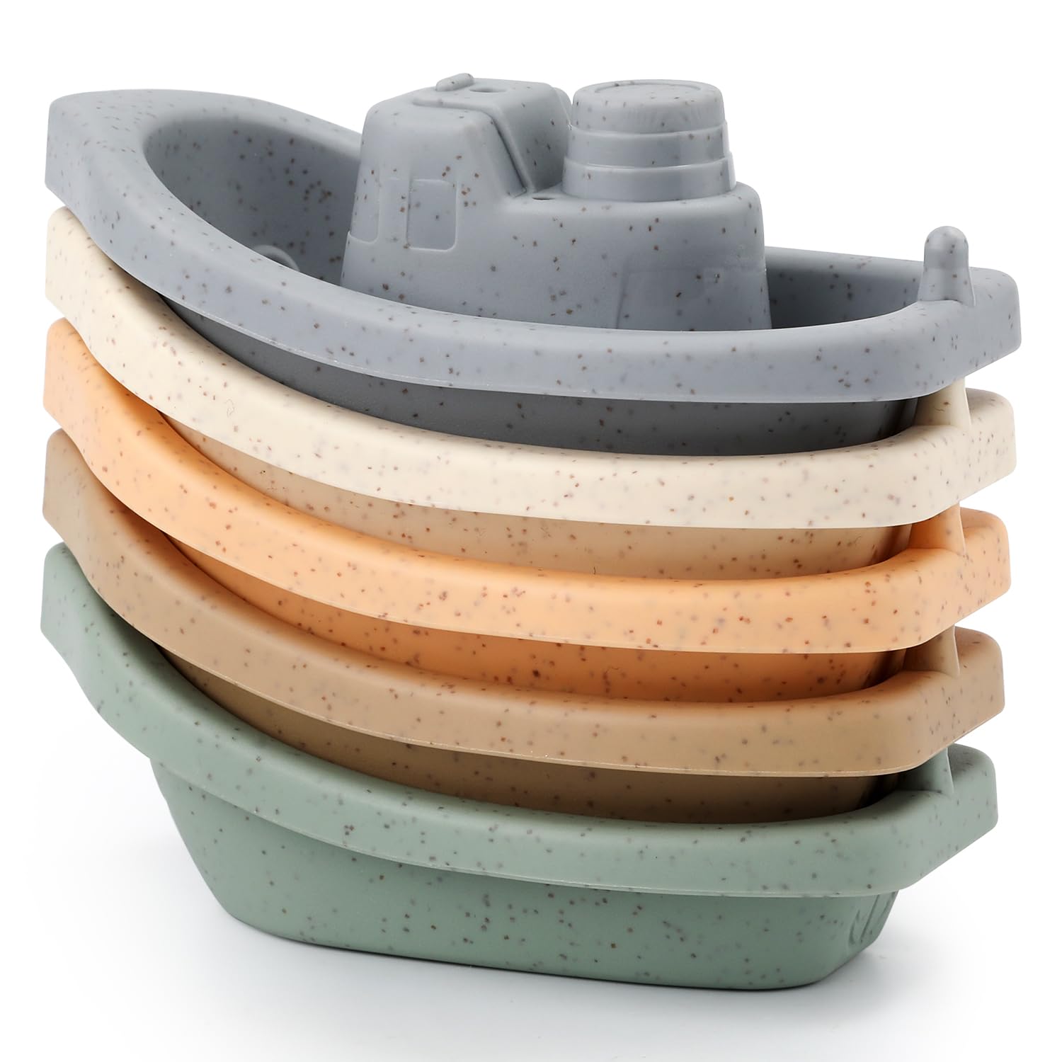 5pcs Stackable Bath Boats Toys for Toddlers - Colorful Floating Bathtub Toys for Baby Boys & Girls, Sorting & Stacking Learning Toys for Preschoolers (5 Colors) - Perfect for Bath Time Fun & Early Childhood Development