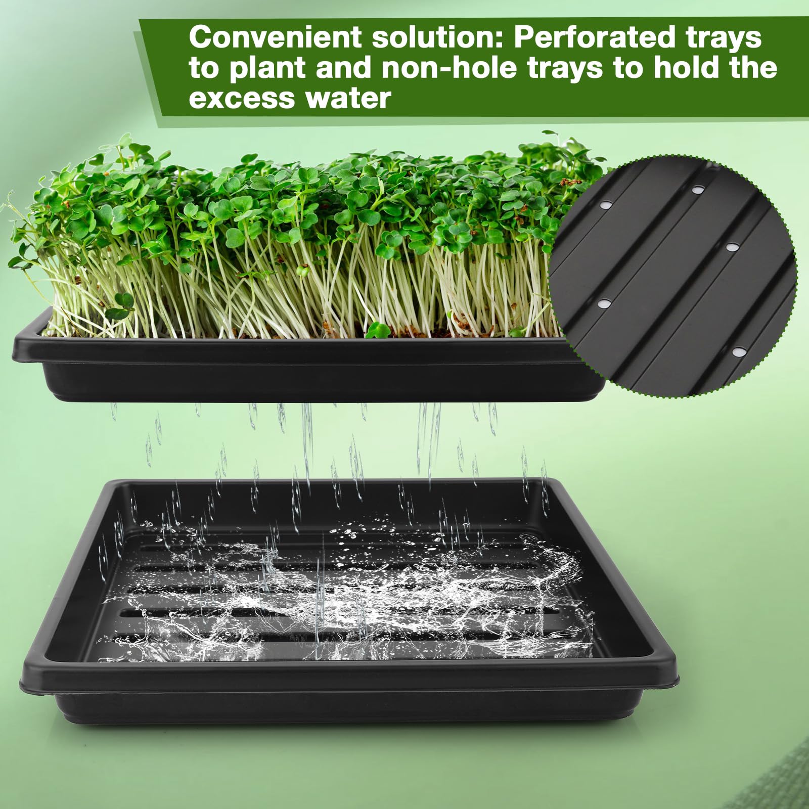 **12Pcs Hemp Mats & 6Pcs 10-Inch Square Trays - Microgreens Growing Kit for Indoor Sprouting, Herb Seeds Starter with Jute Pads (2 Tray Styles) - Perfect for Home Gardening, Healthy Salads & Organic Cooking**