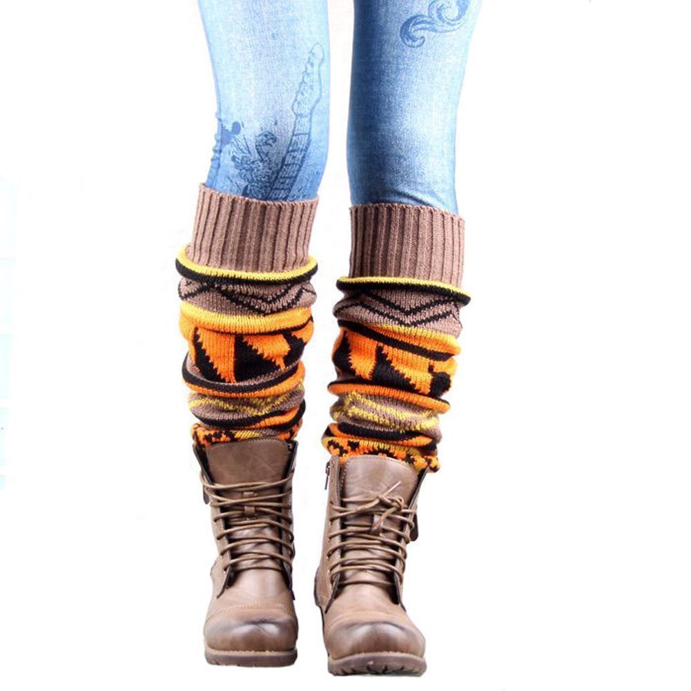 VIGVOG Women's Boho Knitted Boot Gaiters - Long Leg Warmers for Winter, Fashionable Knit Leg Coverings for Boots - Perfect for Cold Weather, Outdoor Activities, and Stylish Outfits