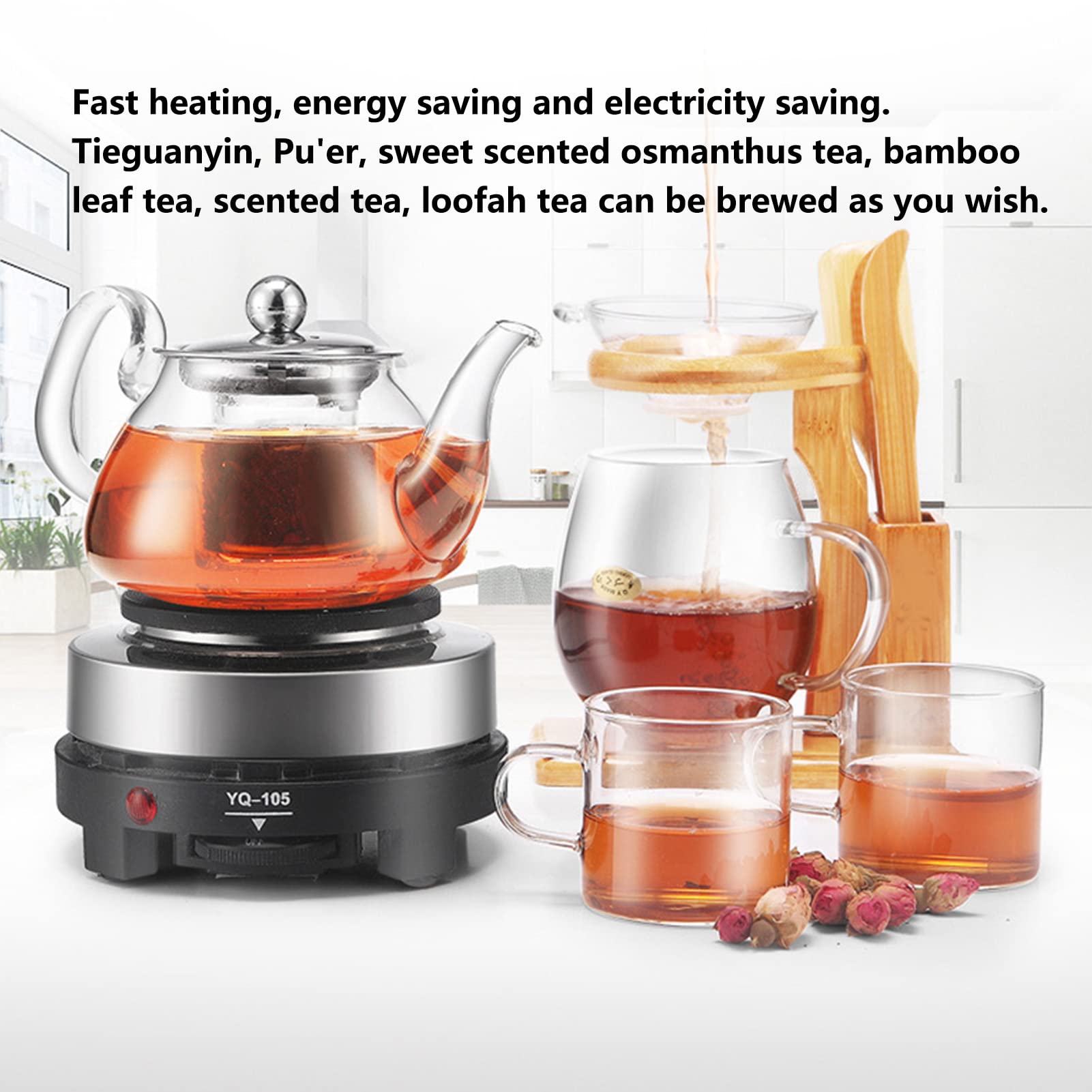 500W Small Electric Hot Plate - 5 Temperature Settings with Power Indicator Light for Heating Coffee, Tea, Milk - Perfect for Home, Office & Dorm Use
