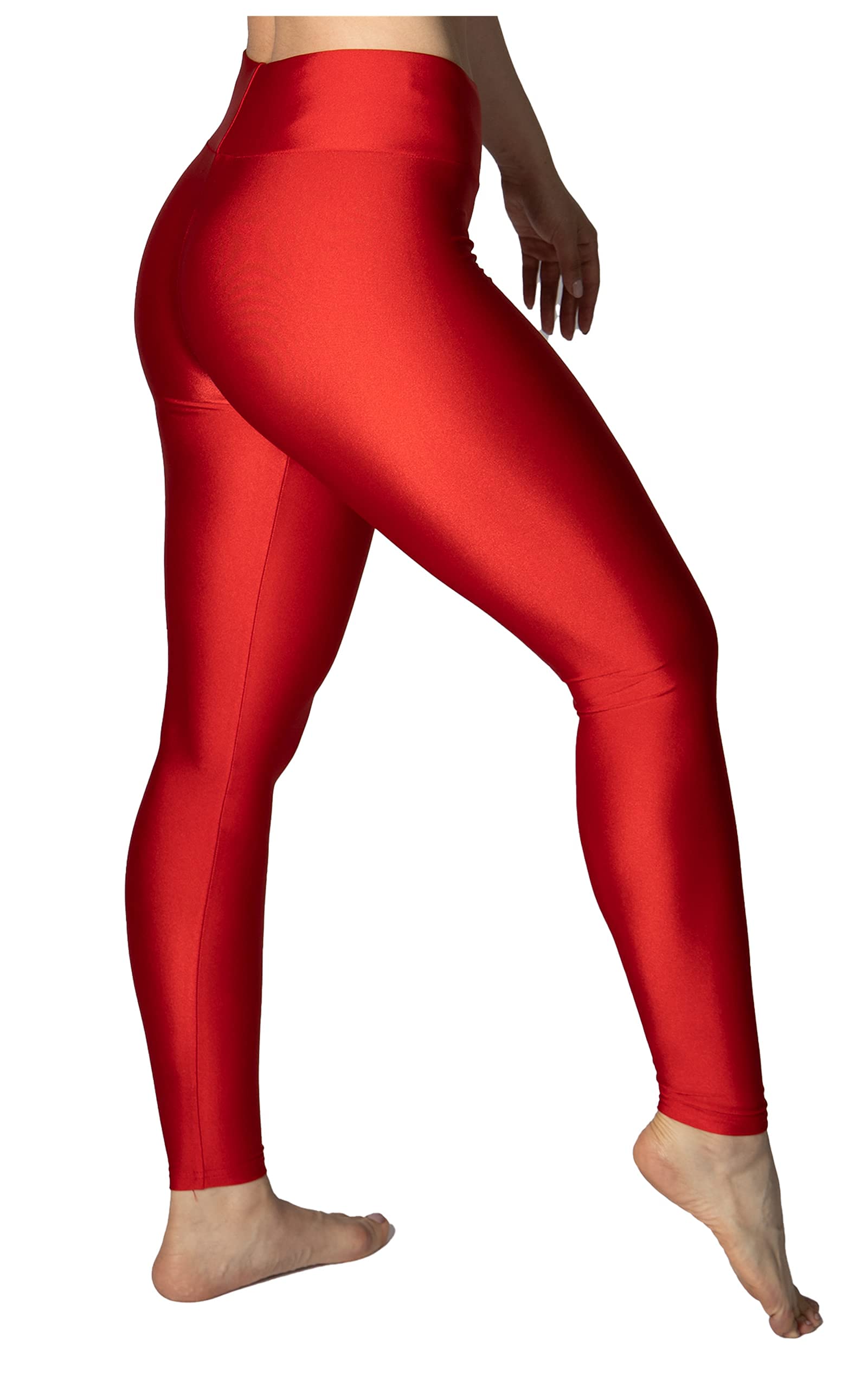Colorfunky Women's High Waist Shiny Metallic Leggings - 80s Disco Fashion, Tummy Control & Elastic Spandex - Perfect for Dance Parties, Workouts & Retro Outfits