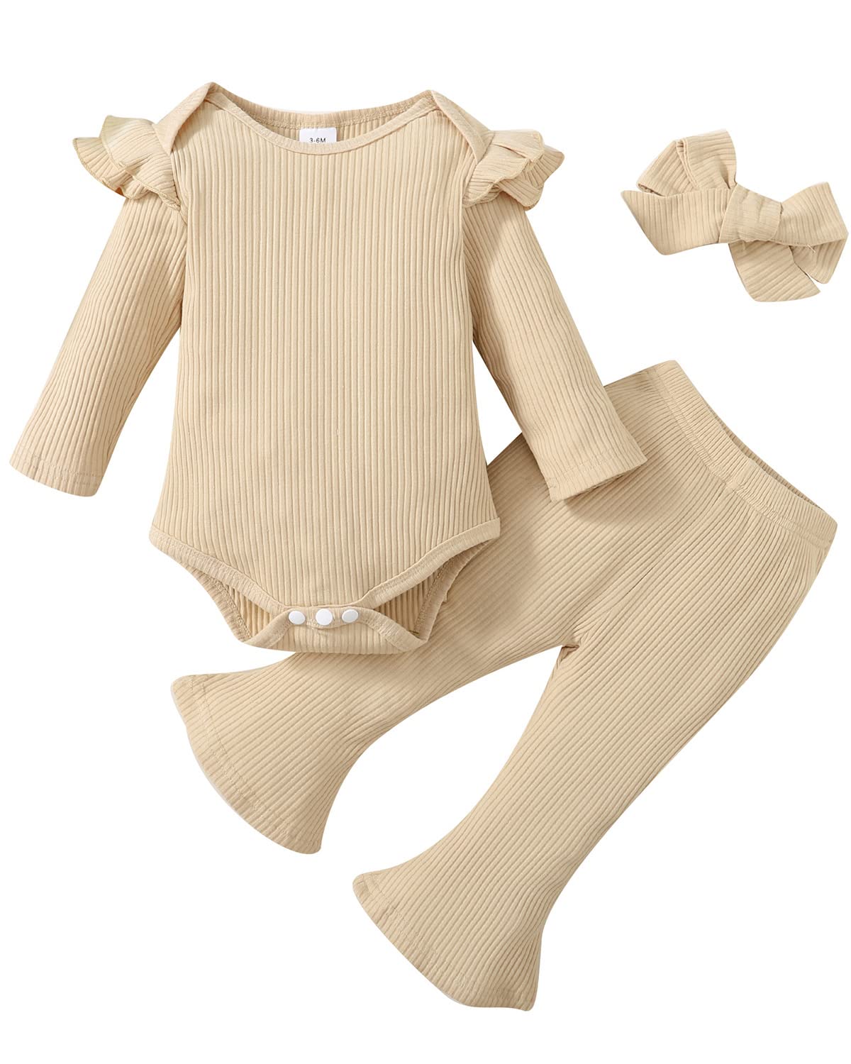 Newborn Baby Girl Clothes Set - Soft Ruffle Romper, Pants & Headband Outfit for Infant & Toddler | Perfect for Photoshoots, Birthday Parties & Daily Wear