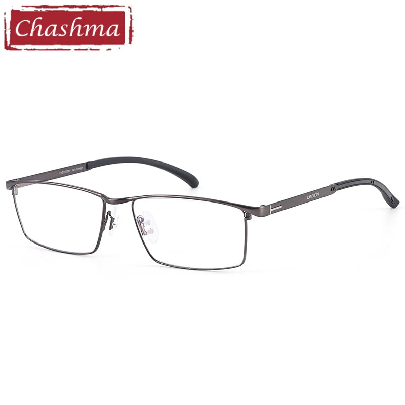 Men's Titanium Alloy Square Full Rim Eyeglasses 49318 - Lightweight Durable Frame for Work, Reading & Fashion