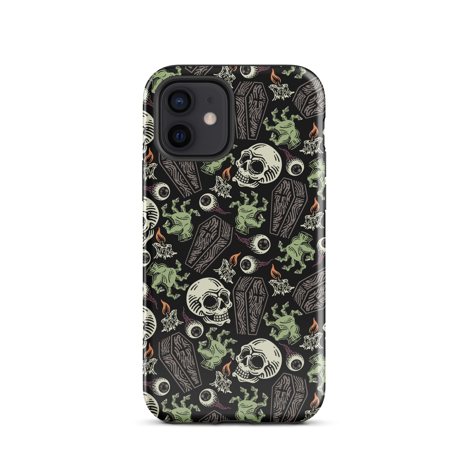 Premium Skeleton Horror iPhone Case - Durable Shockproof Protection for iPhone 12/13/14/15 Pro Max - Gothic Halloween Aesthetic Phone Cover for Parties & Cosplay
