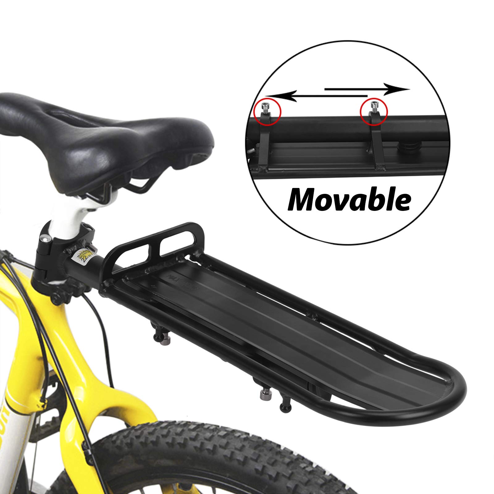 Universal Adjustable Bike Rear Rack Mount - Heavy Duty Bicycle Cargo Carrier for Mountain/Road Bikes - Retractable Saddle Bag Rack & Seat Post Attachment - Perfect for Commuting, Touring & Outdoor Adventures