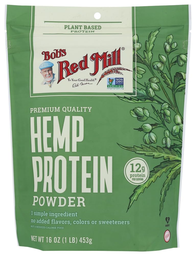 Bobs Red Mill Organic Hemp Protein Powder - 4 Pack (4x453g) | Plant-Based Protein for Smoothies, Baking & Post-Workout Recovery | Vegan, Gluten-Free Superfood Supplement