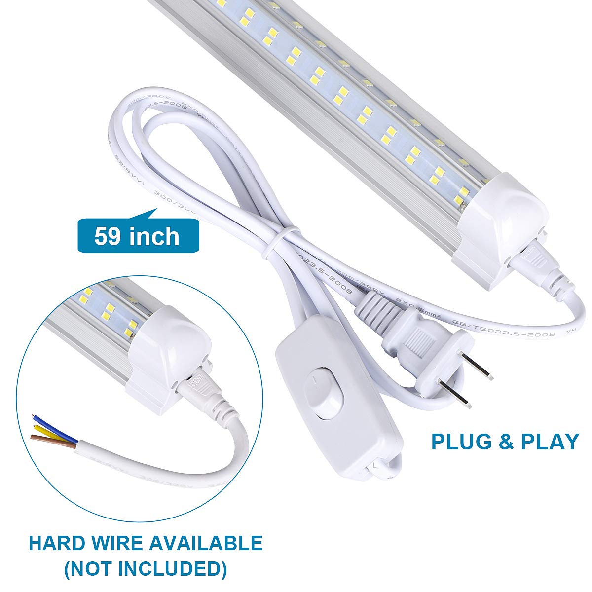 20 Pack 8ft LED Shop Light Fixture - 96'' T8 Integrated Linkable LED Tube Lights, 120W 13500LM 6000K Daylight White, V-Shape Clear Lens, Plug & Play - Perfect for Garage, Warehouse, Workshop, Basement Lighting