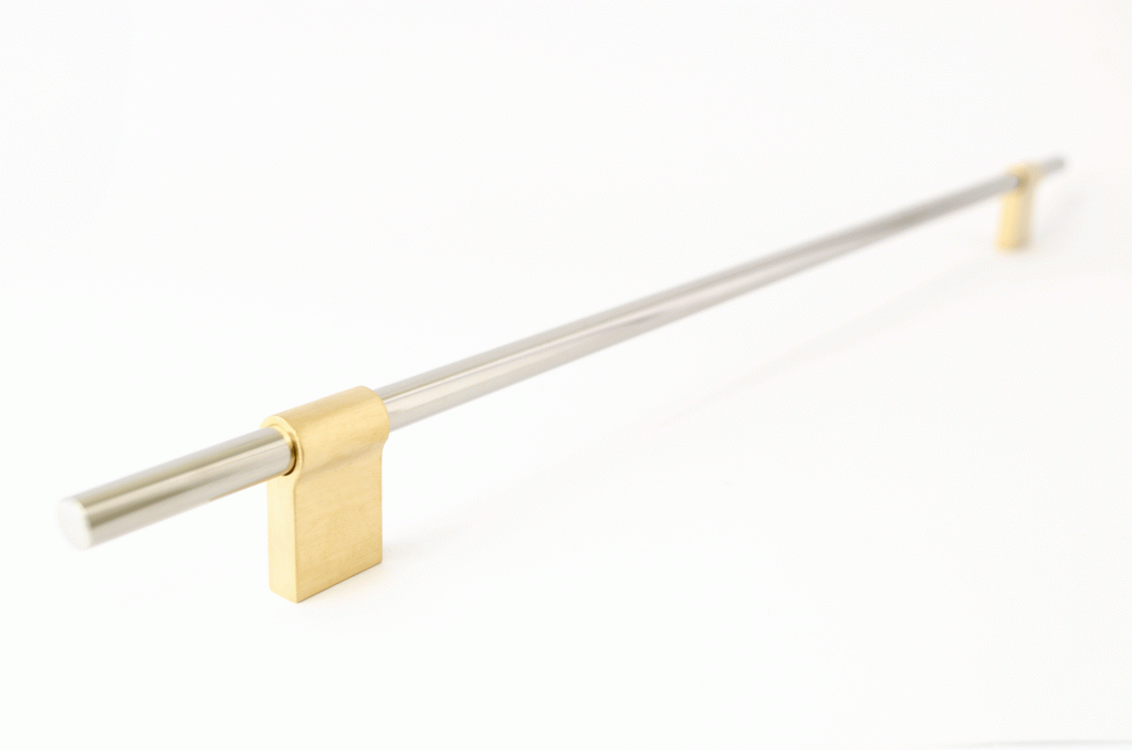 Brass and Nickel Drawer Pulls - T Bar Line Brushed & Polished Cabinet Hardware for Kitchen, Bathroom, and Furniture Upgrade