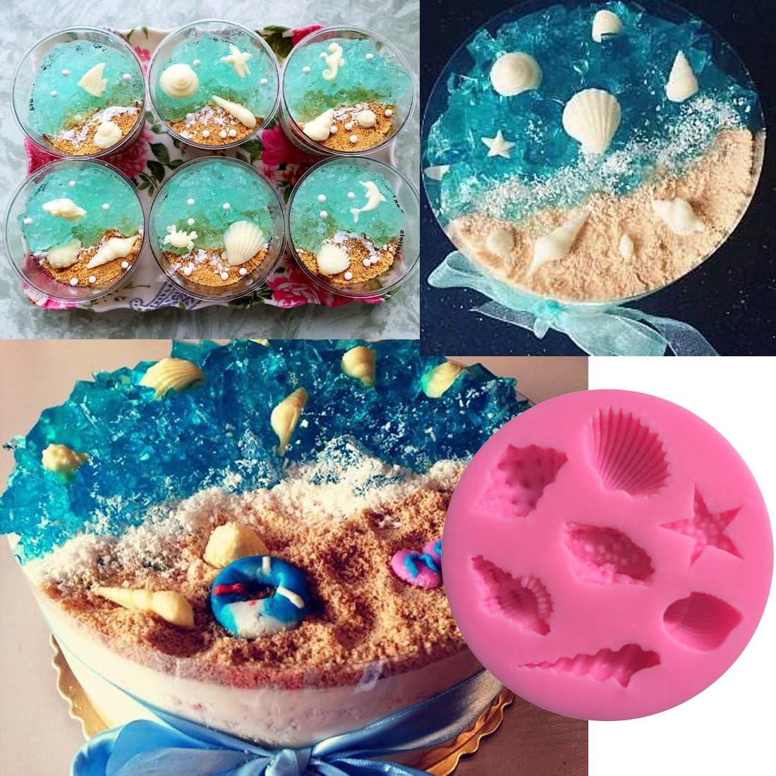 Premium 7-Cavity Sea Shell & Starfish Silicone Baking Mold for Chocolate, Fondant, Candy, Resin, Clay - Perfect for Beach Theme Cakes, Cupcake Toppers, and DIY Crafts - Ideal for Home Baking, Party Decorations, and Marine-Themed Desserts