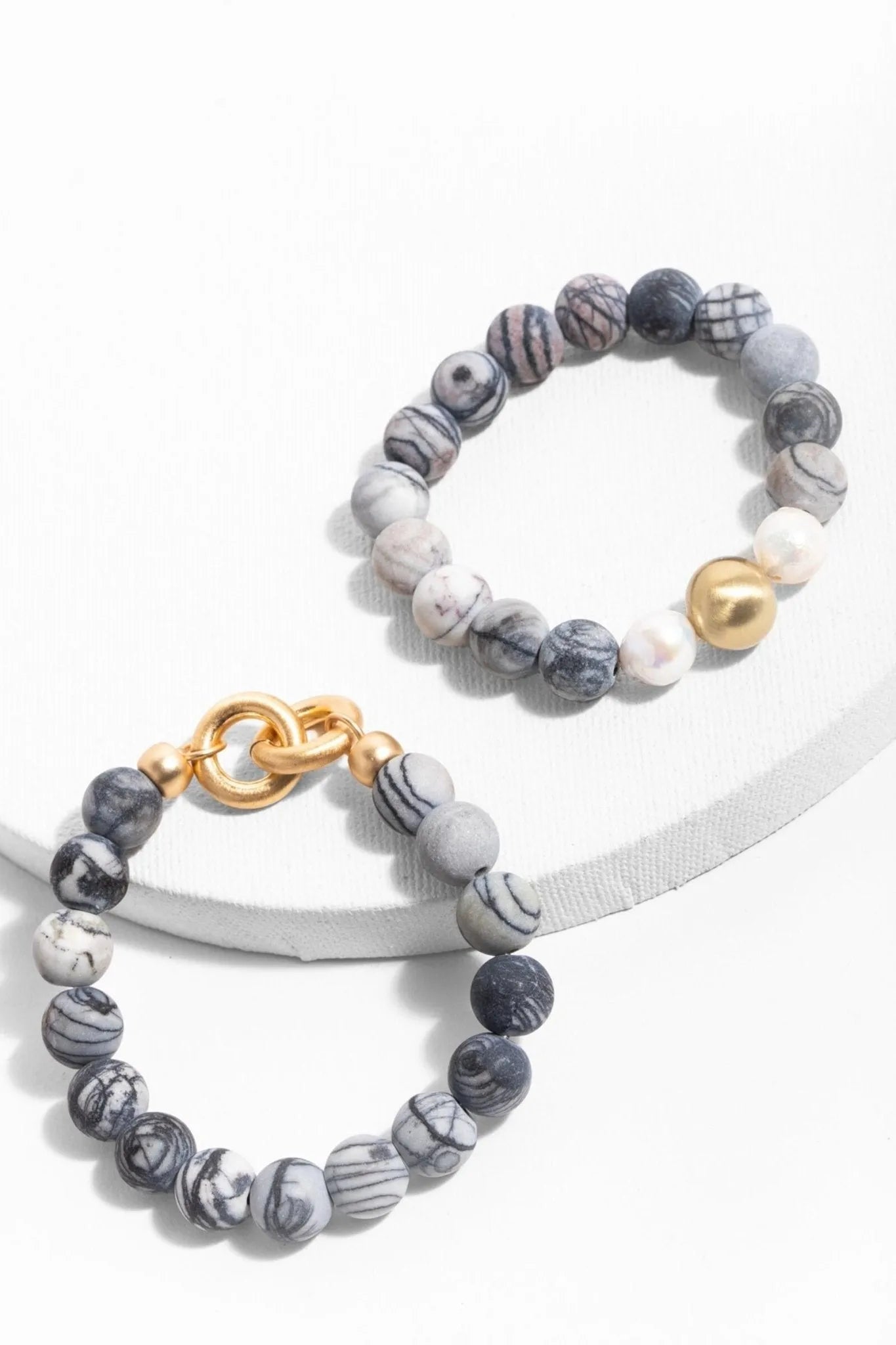 Natural Stone Pearl Stretch Bracelet Set for Women - Boho Beaded Jewelry for Casual Wear, Parties & Gifts | Adjustable Elastic Wristband
