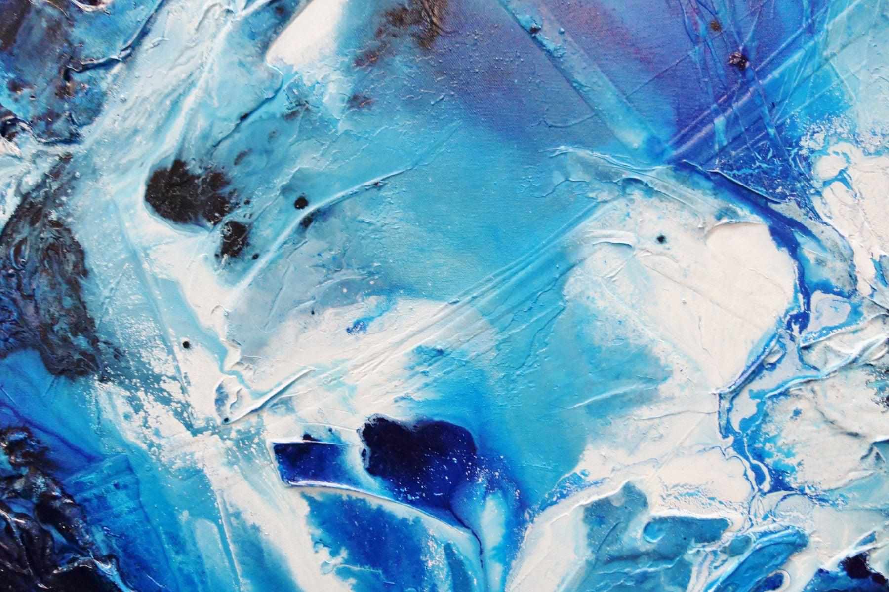 Blue Theory 200cm x 100cm Blue White Textured Abstract Canvas Art - Perfect for Modern Living Room & Office Wall Decor