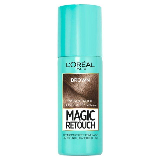 L'Oreal Paris Magic Retouch Hair Roots Spray - Instant Root Touch Up for Gray Coverage, Natural Brown Hair Color - Perfect for Quick Fixes Between Salon Visits & Special Occasions