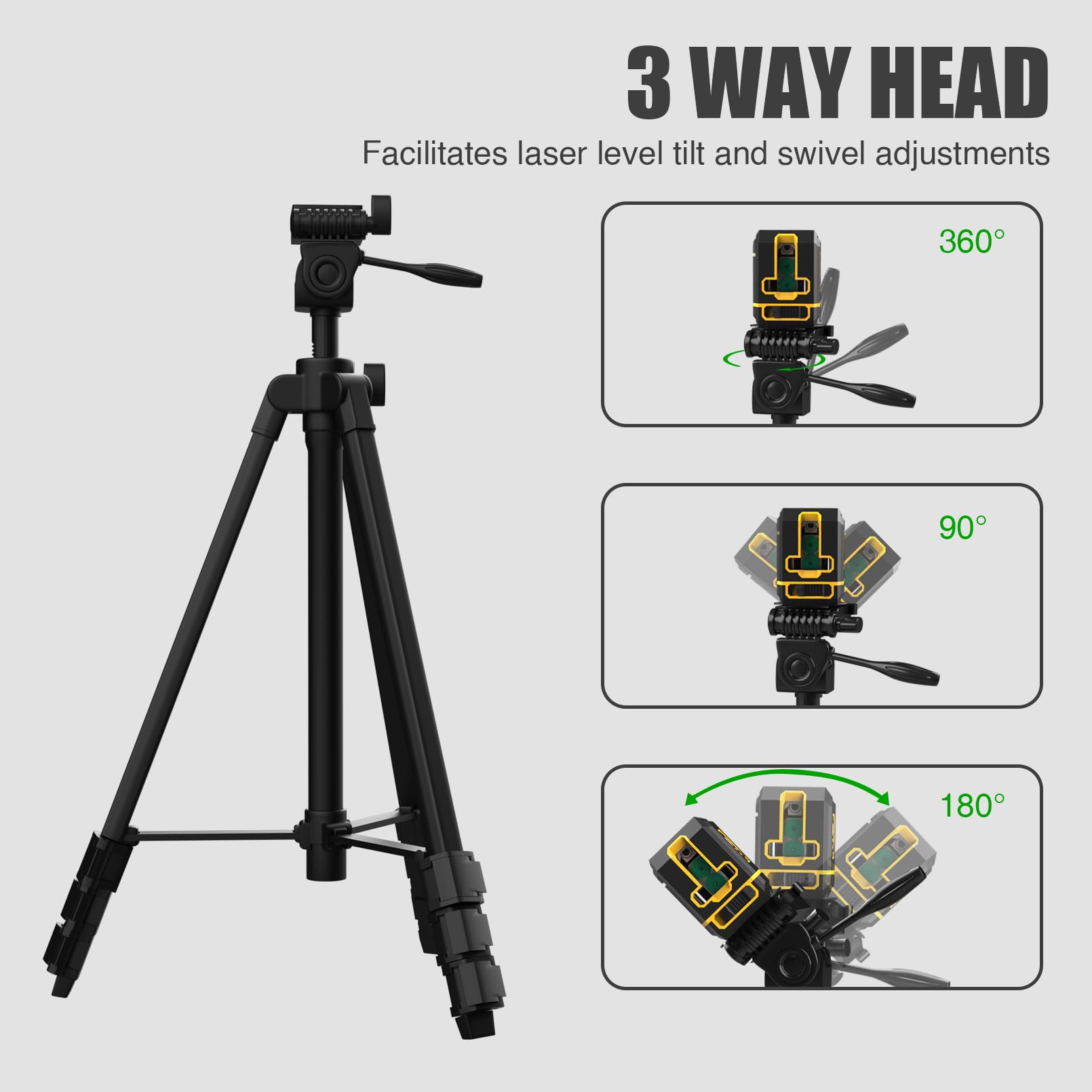 55-inch Lightweight Aluminum Laser Level Tripod Stand with Bubble Level - Quick Release Plate & 1/4