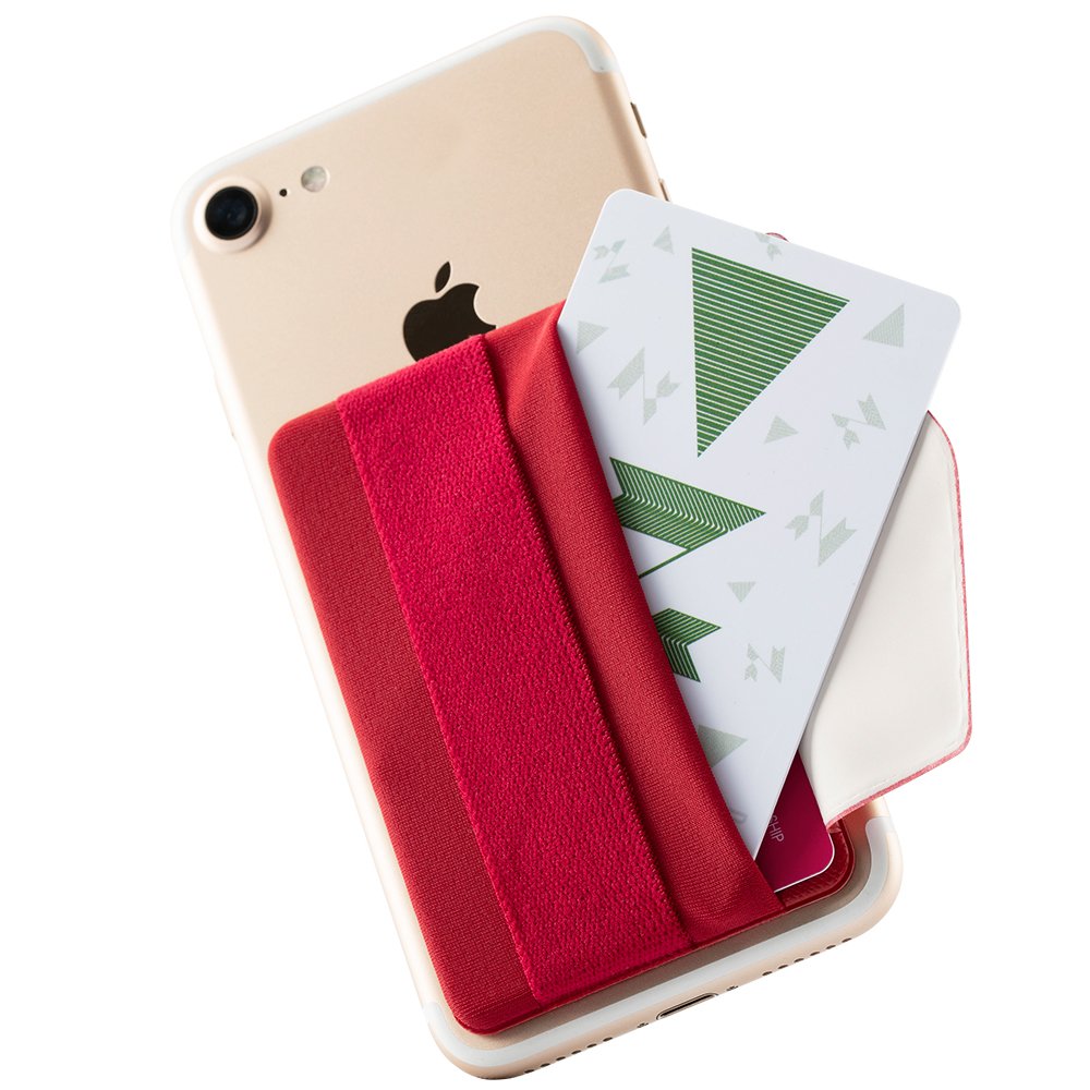 Sinjimoru Adhesive Phone Grip Wallet with Card Holder & Finger Strap - Stick-On Phone Accessory for iPhone Samsung - Perfect for Hands-Free Use While Shopping, Traveling, or Commuting