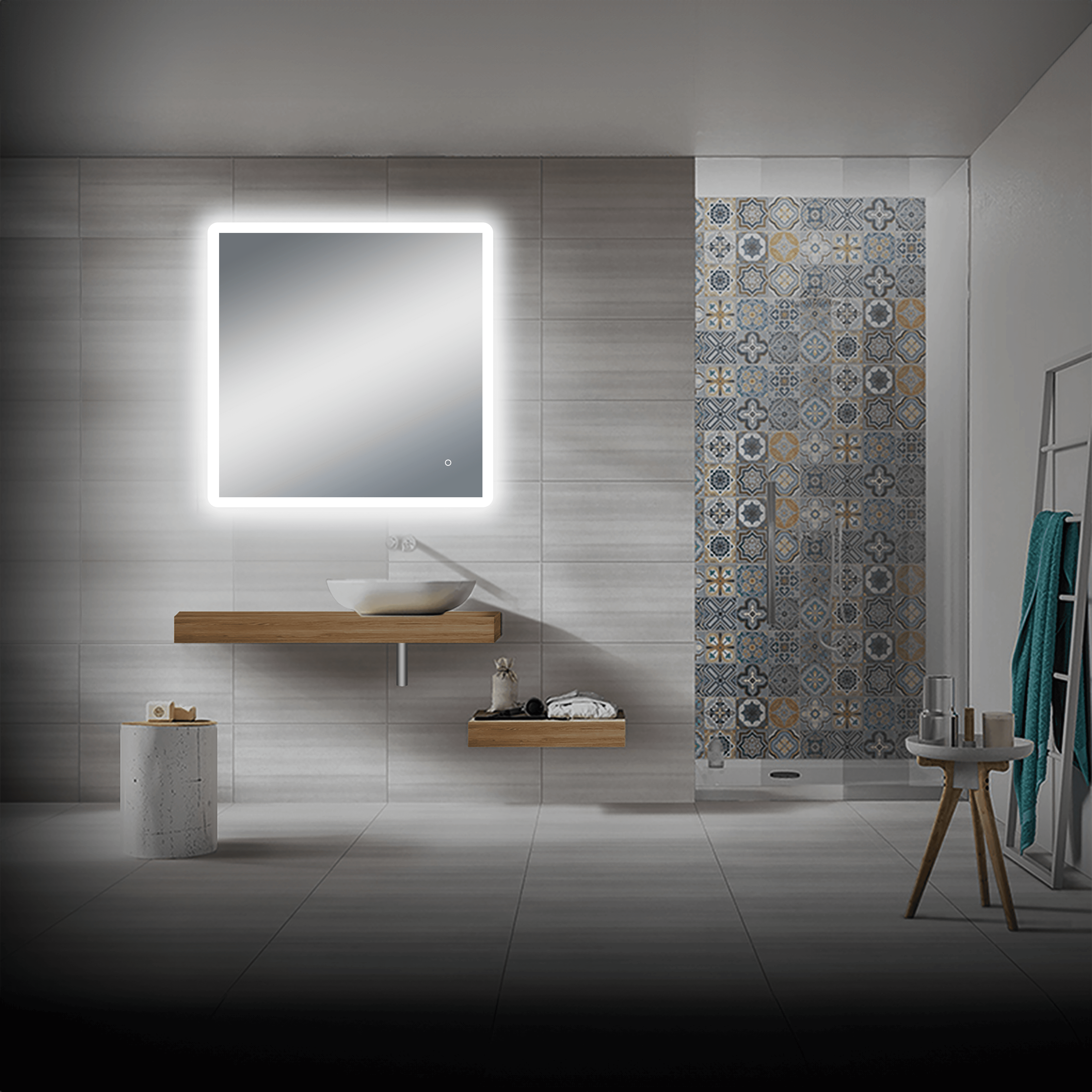 Pilsen LED Bathroom Mirror with Touch Dimmer & Anti-Fog Function - 4 Size Options for Vanity, Makeup & Shaving - Perfect for Modern Home & Spa Decor