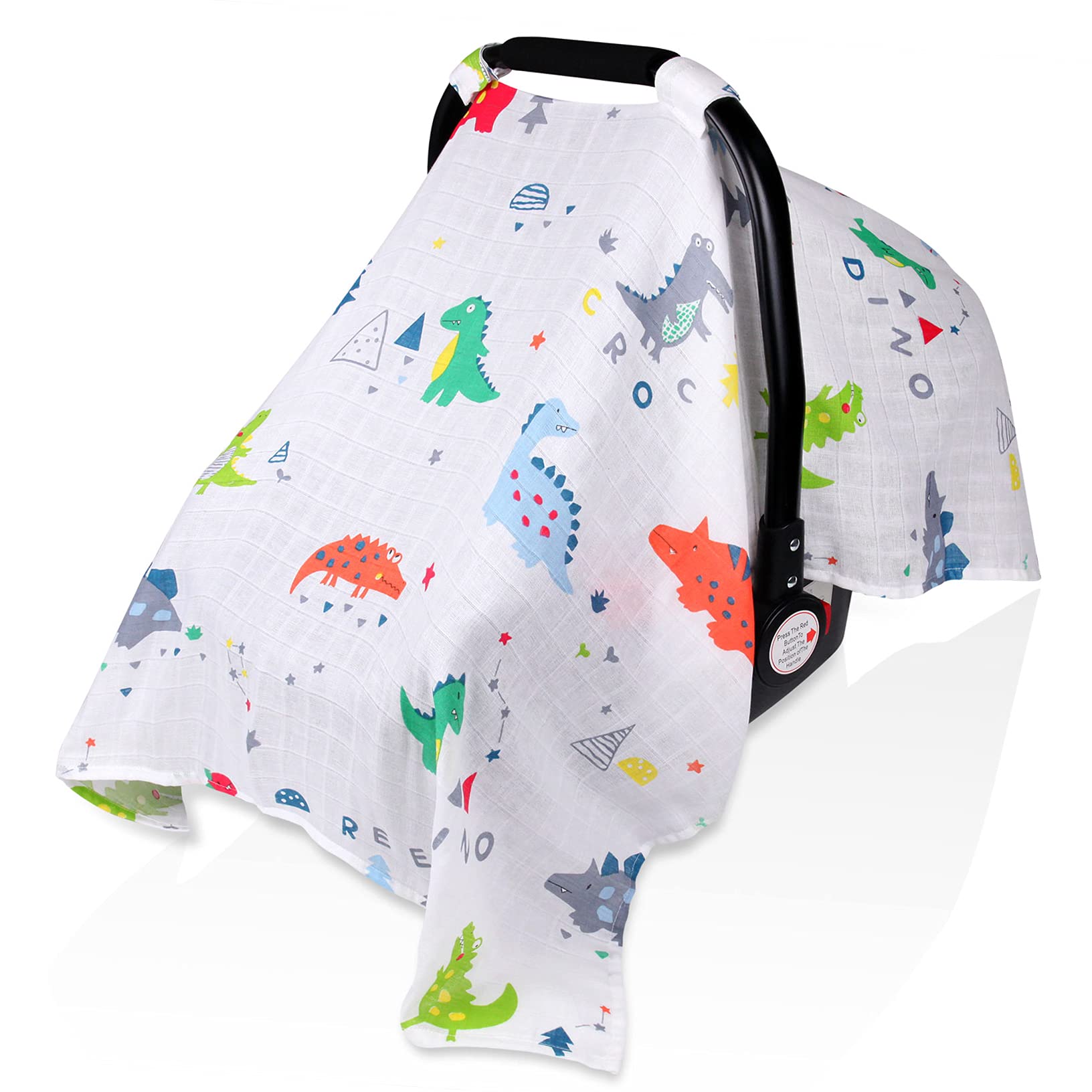 Muslin Baby Car Seat Canopy for Girls & Boys - Lightweight Infant Car Seat Cover, Breathable Stroller Cover for Summer Spring & Fall - Large 47.2