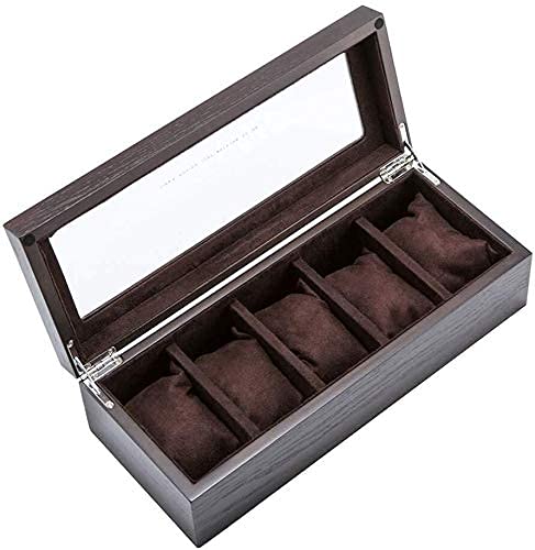 FETION 5-Slot Wooden Watch Box with Sunroof - Premium Mechanical Watch Display & Jewelry Bracelet Storage Organizer - Perfect for Watch Collectors, Gift Giving & Home Decor