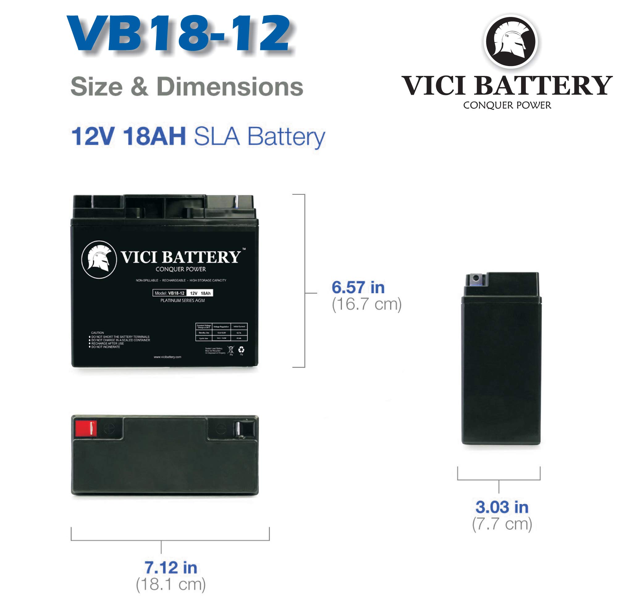 VICI VB18-12 12V 18AH Replacement Battery for Friendly Robotics Robomower STC80850 - 2 Pack Lawn Mower Batteries - Perfect for Outdoor Lawn Care & Automated Mowing Systems