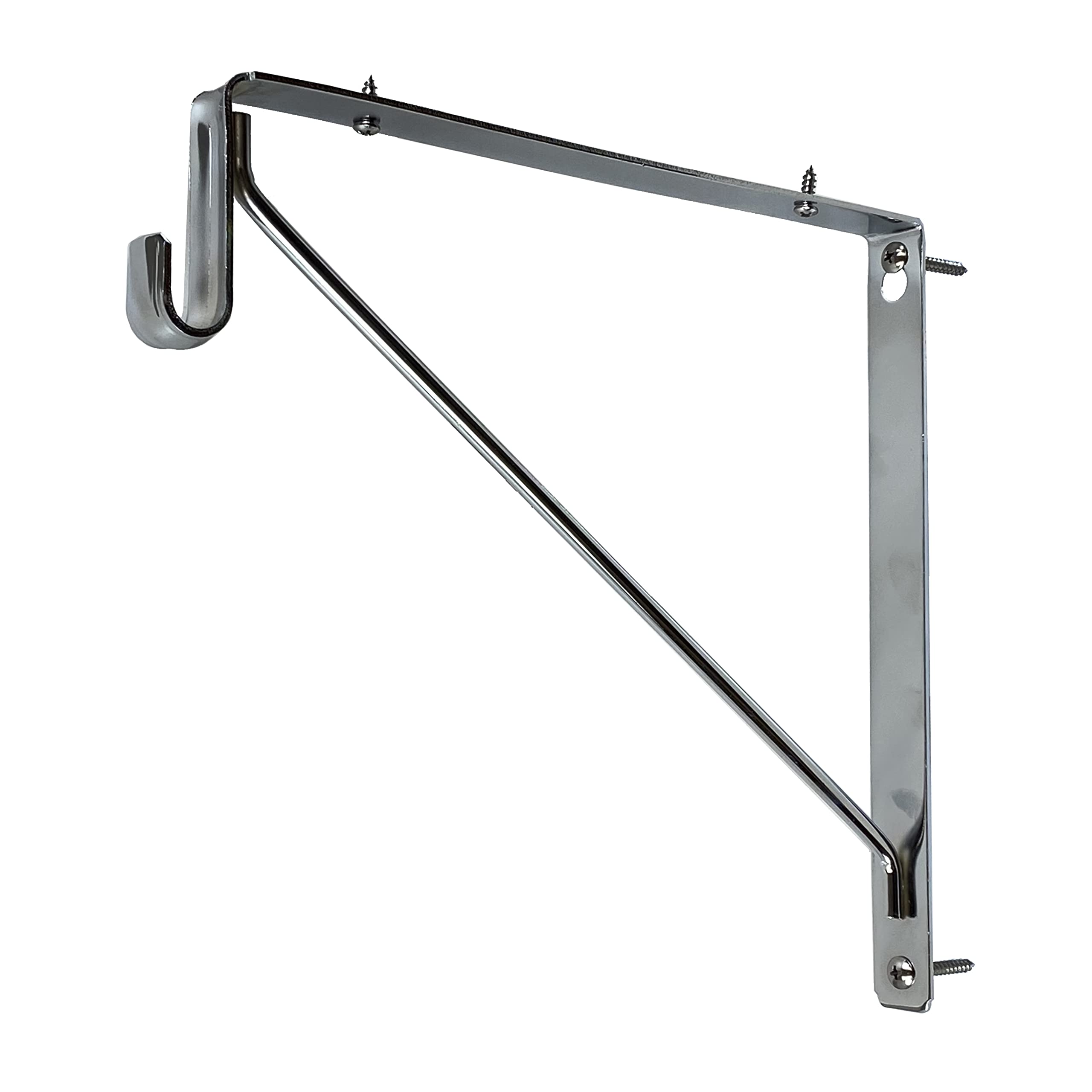 Heavy Duty Welded Oval Closet Rod & Shelf Support Bracket - Polished Chrome Finish (1 Pack) | Perfect for Closet Organization, Wardrobe Storage & Home Shelving Systems