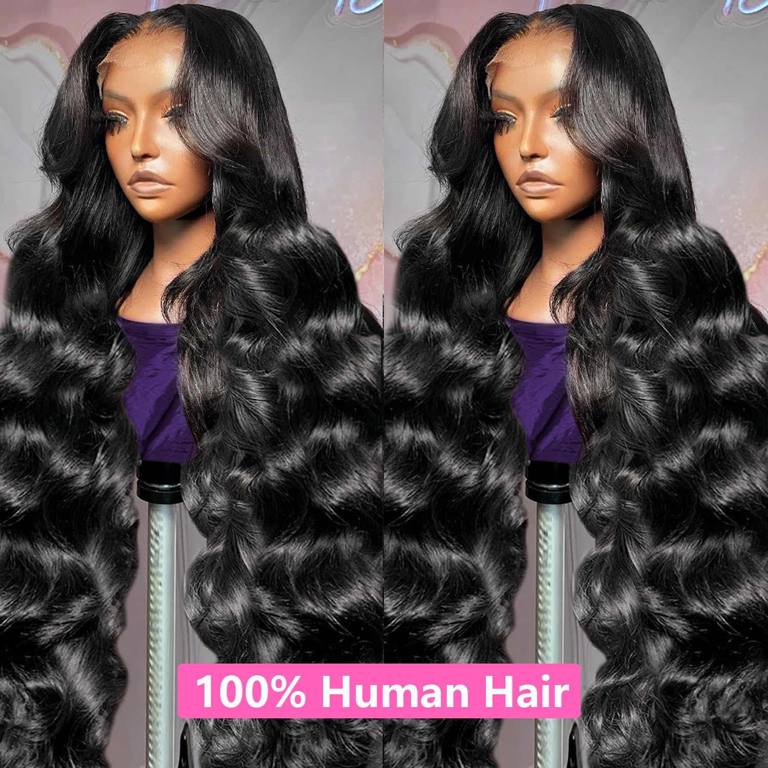 13x4 HD Lace Front Wigs Human Hair - 26 Inch Body Wave Pre Plucked 180 Density Virgin Hair - Perfect for Daily Wear, Cosplay & Special Occasions