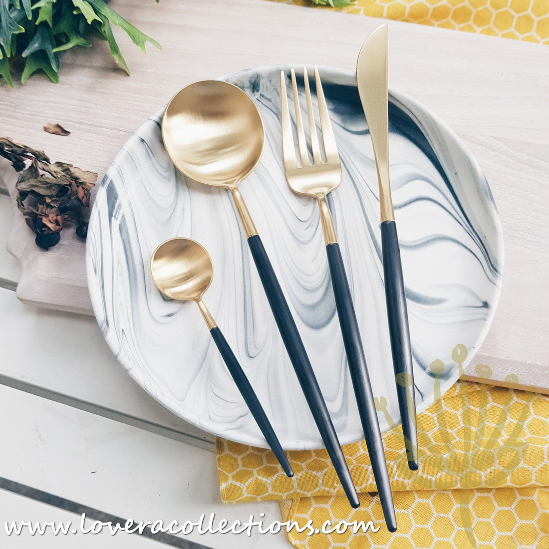 Premium Stainless Steel SS304 Gold Black Cutlery Set - Elegant Flatware for Dining, Parties & Gifts - Dishwasher Safe Luxury Silverware