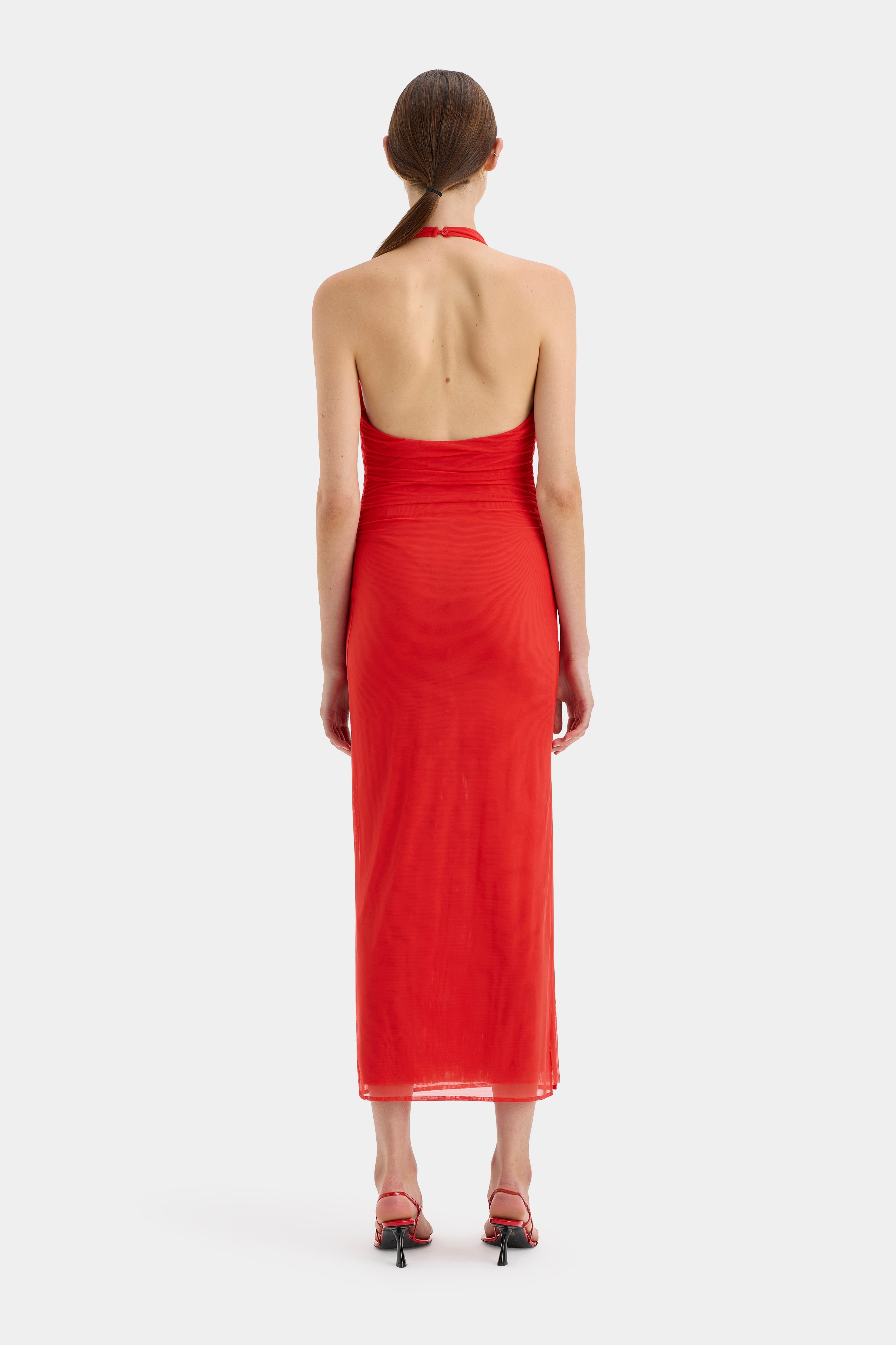 Jacques Mesh Halter Midi Dress - Elegant Summer Party Dress for Women, Beach Wedding Guest Outfit, Cocktail Evening Wear