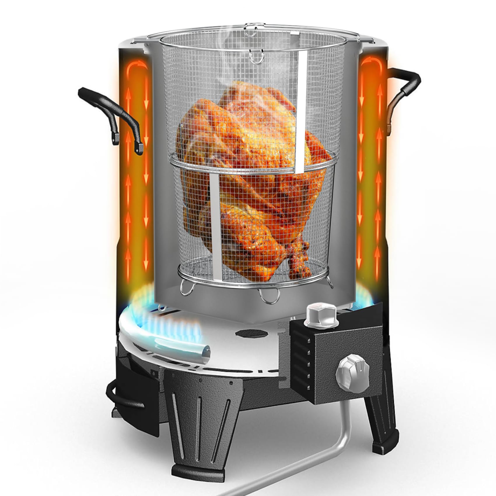 Onlyfire Detachable Foldable Turkey Fryer Basket - Compatible with Char-Broil Big Easy Oil-less Turkey Fryer Models 17102065 & 14101480 - Heavy Duty Deep Fryer Pot for Thanksgiving, Holiday Cooking and Outdoor BBQ Parties