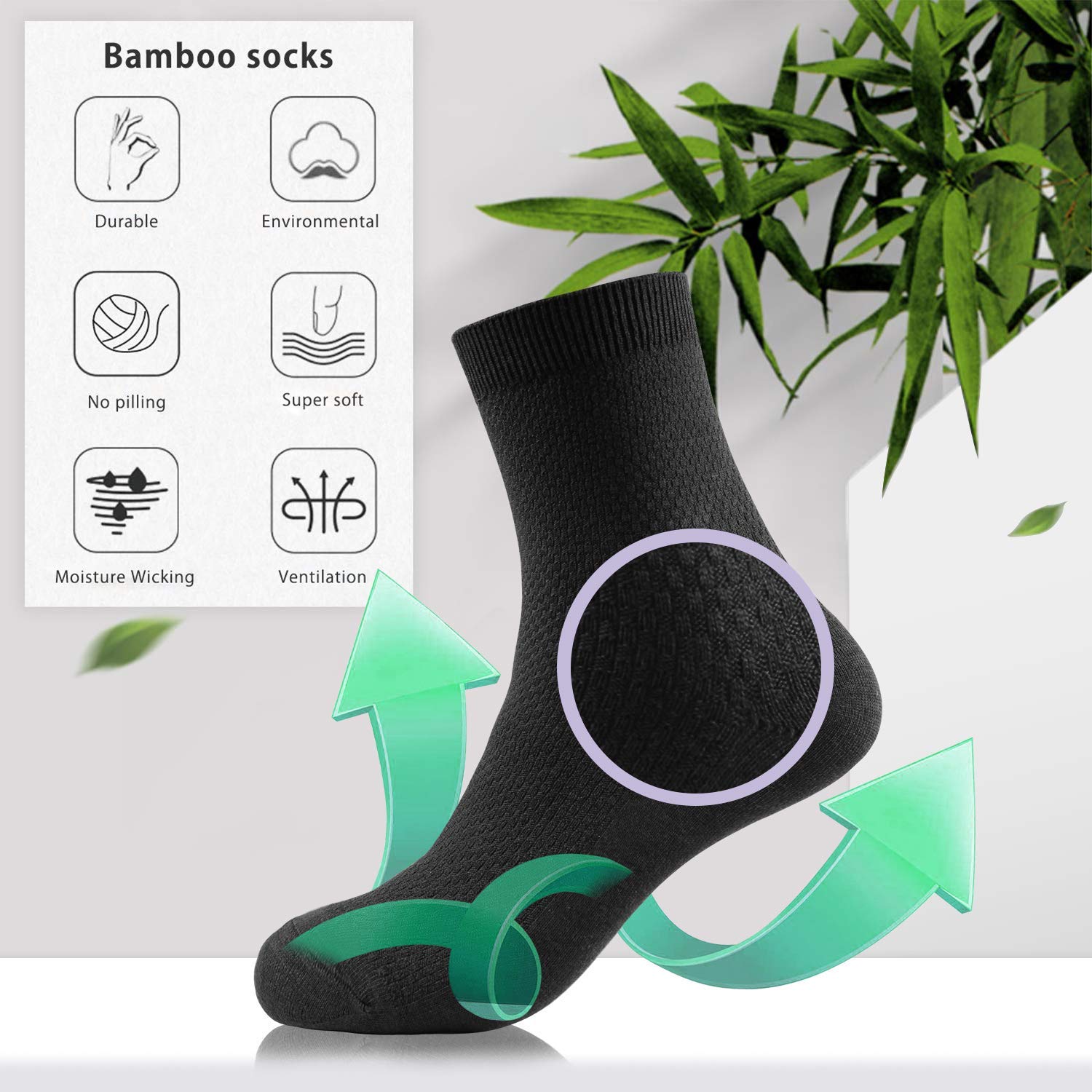 MissShorthair Men's Bamboo Dress Socks - 6 Pairs Soft Breathable Calf-Length Socks for Work & Casual Wear - Perfect for Office, Business Meetings & Everyday Comfort