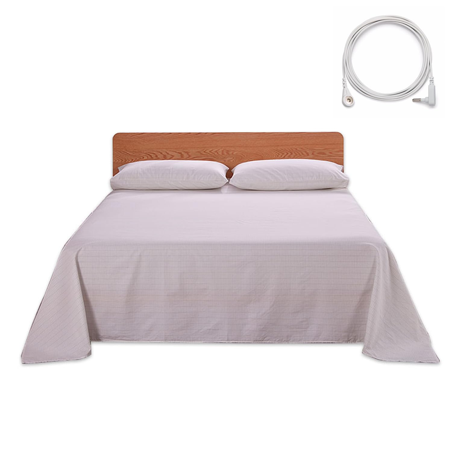 OKOHEY Queen Size Grounding Sheet - 90% Organic Cotton & 10% Silver Fiber Conductive Earthing Bed Sheet for Better Sleep, Stress Relief & Wellness - White | Perfect for Home, Travel & Holistic Healing Therapy