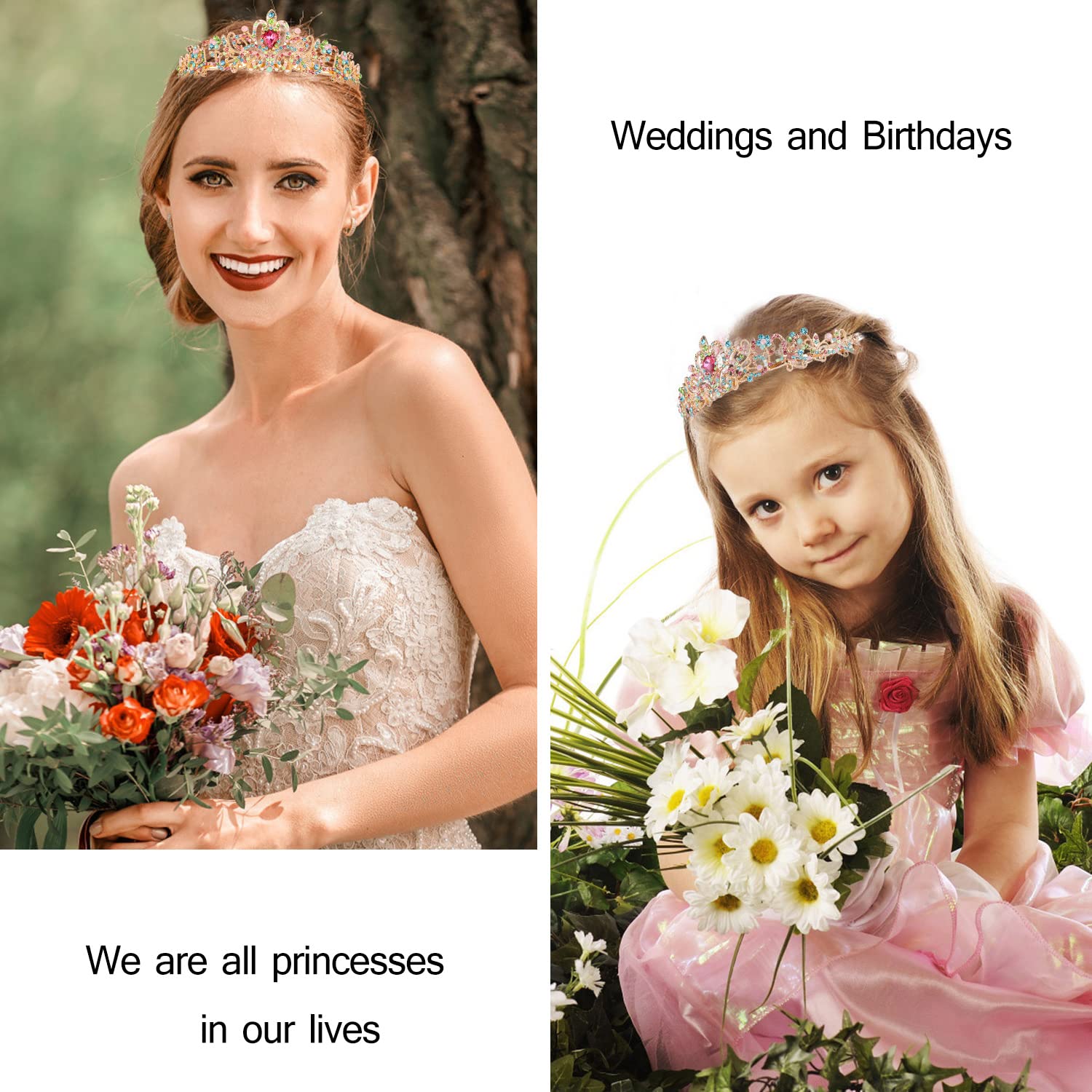 Gold Birthday Tiaras & Crowns for Women - Elegant Birthday Queen Sash & Cake Toppers | Perfect Birthday Party Decorations & Gifts for Women, Mom | Great for Birthday Celebrations, Bridal Showers & Special Occasions