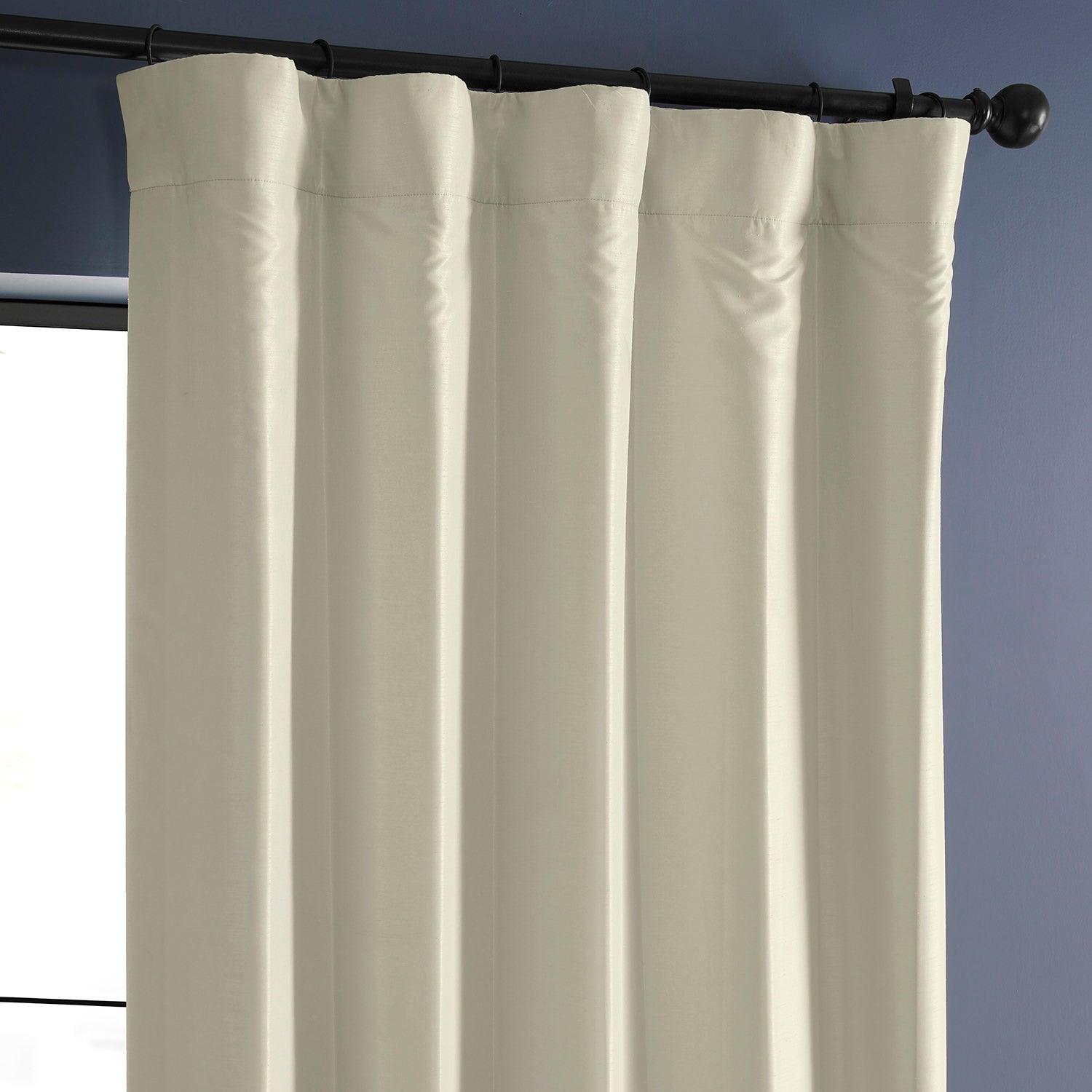 Off White Vintage Textured Faux Dupioni Silk Blackout Curtains - Elegant Window Treatment for Living Room, Bedroom & Home Theater Light Blocking